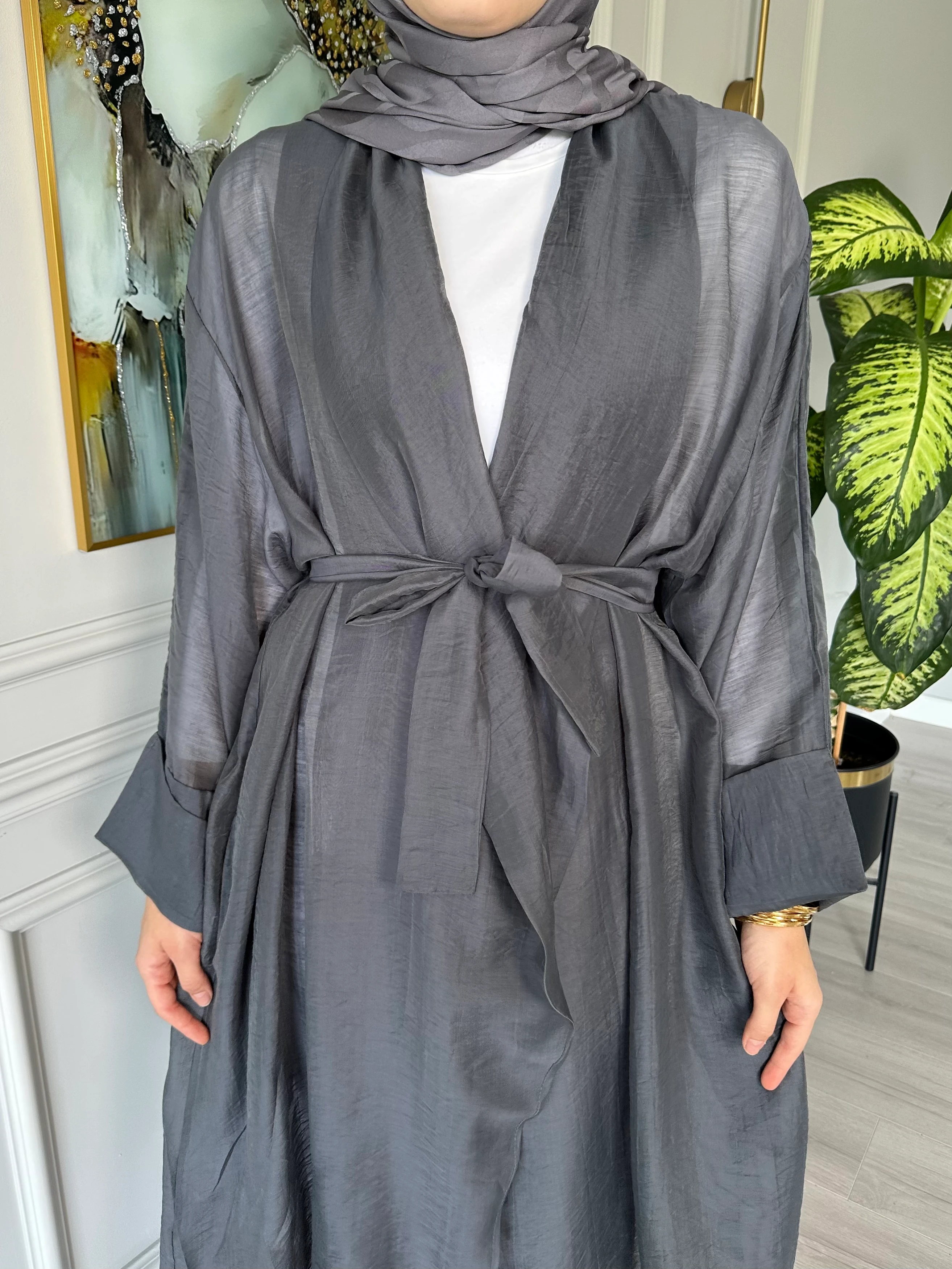 Seyyar Kemerli Pamuk Vual Kimono