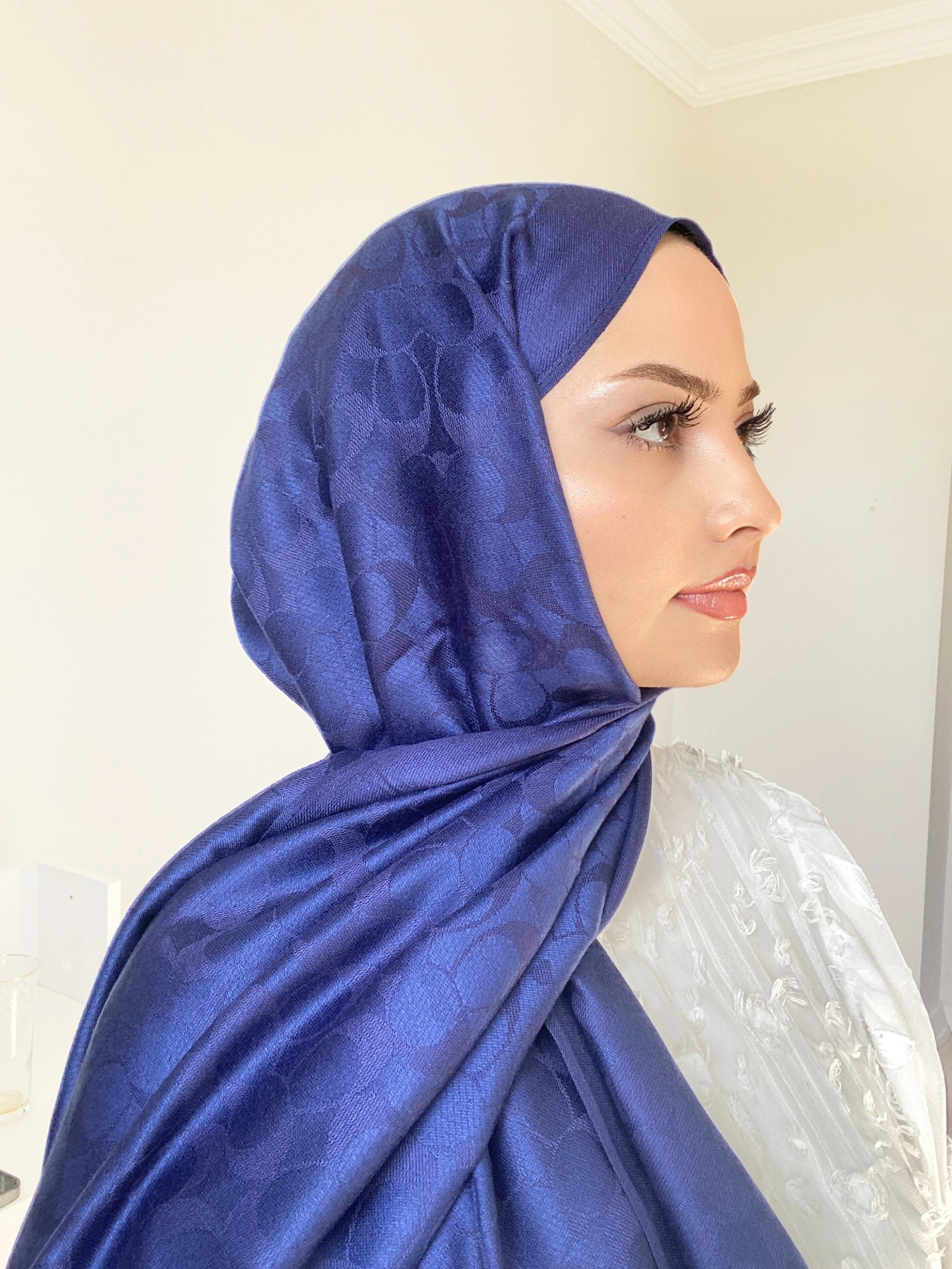 C DESEN KAŞMİR İPEK ŞAL - Lacivert