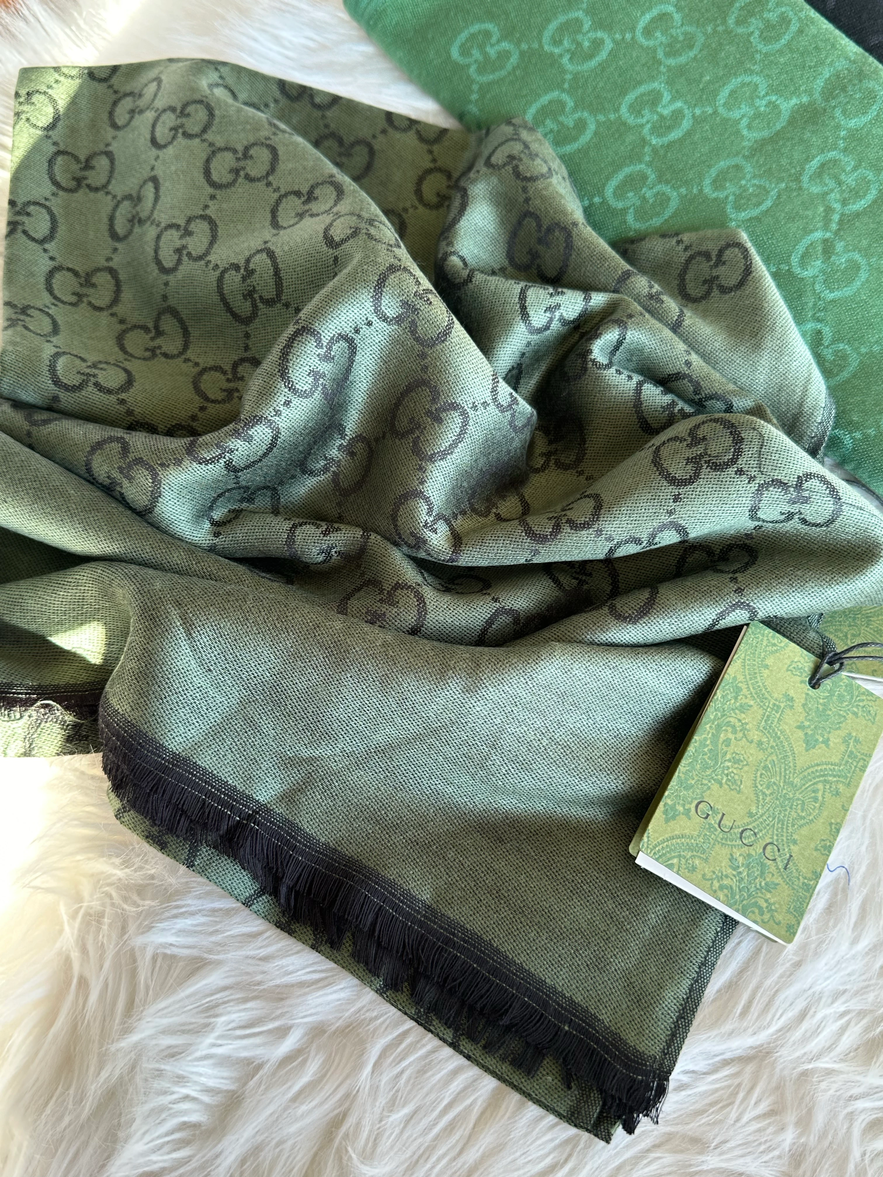 G DESEN KAŞMİR İPEK ŞAL - Haki