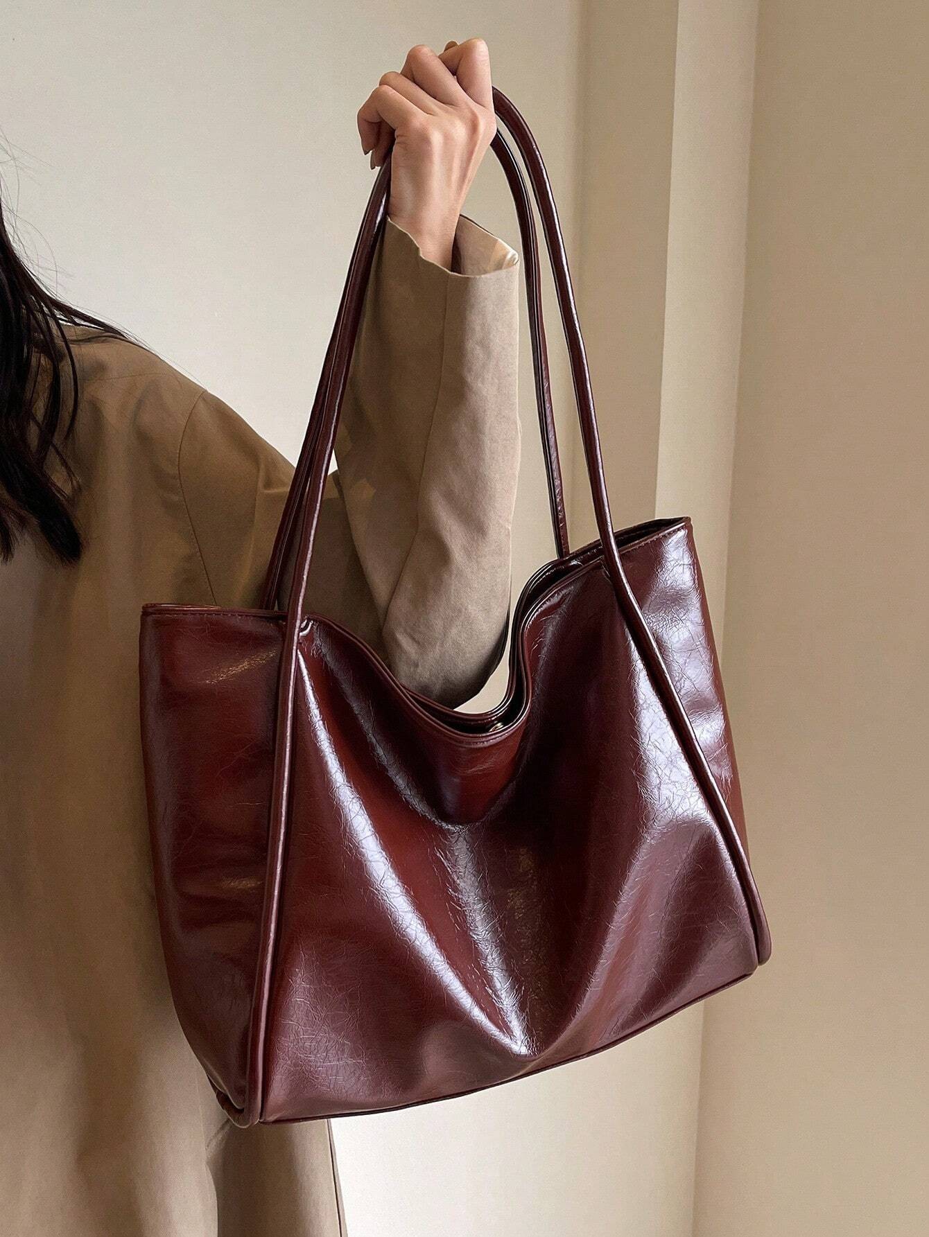 Vintage Kadın Salaş Model Vintage Shopper El ve Omuz Çantası - bordo