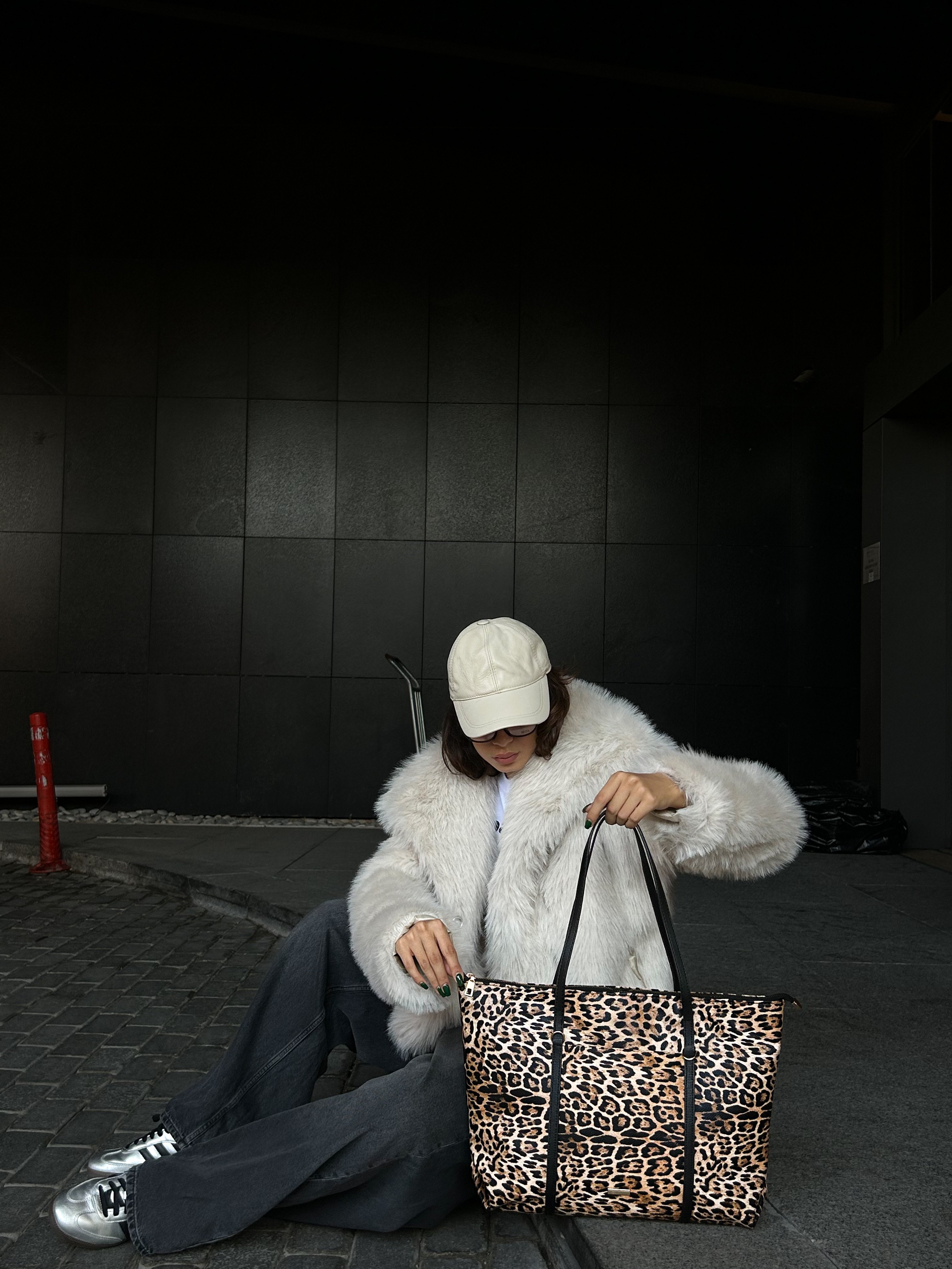 Pablo Kadın Siyah Naylon Shopper Çanta - leopar