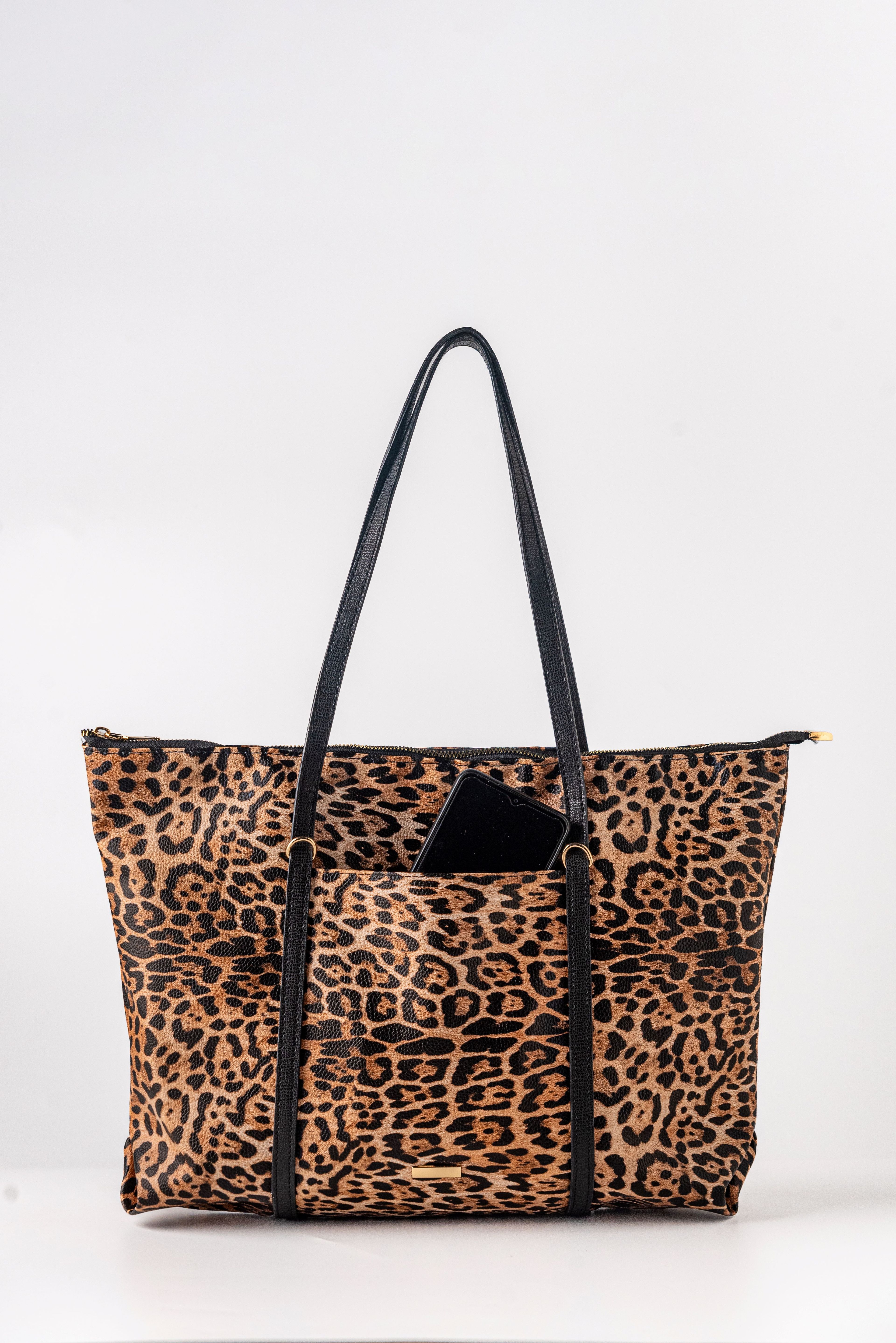 Pablo Kadın Siyah Naylon Shopper Çanta - leopar