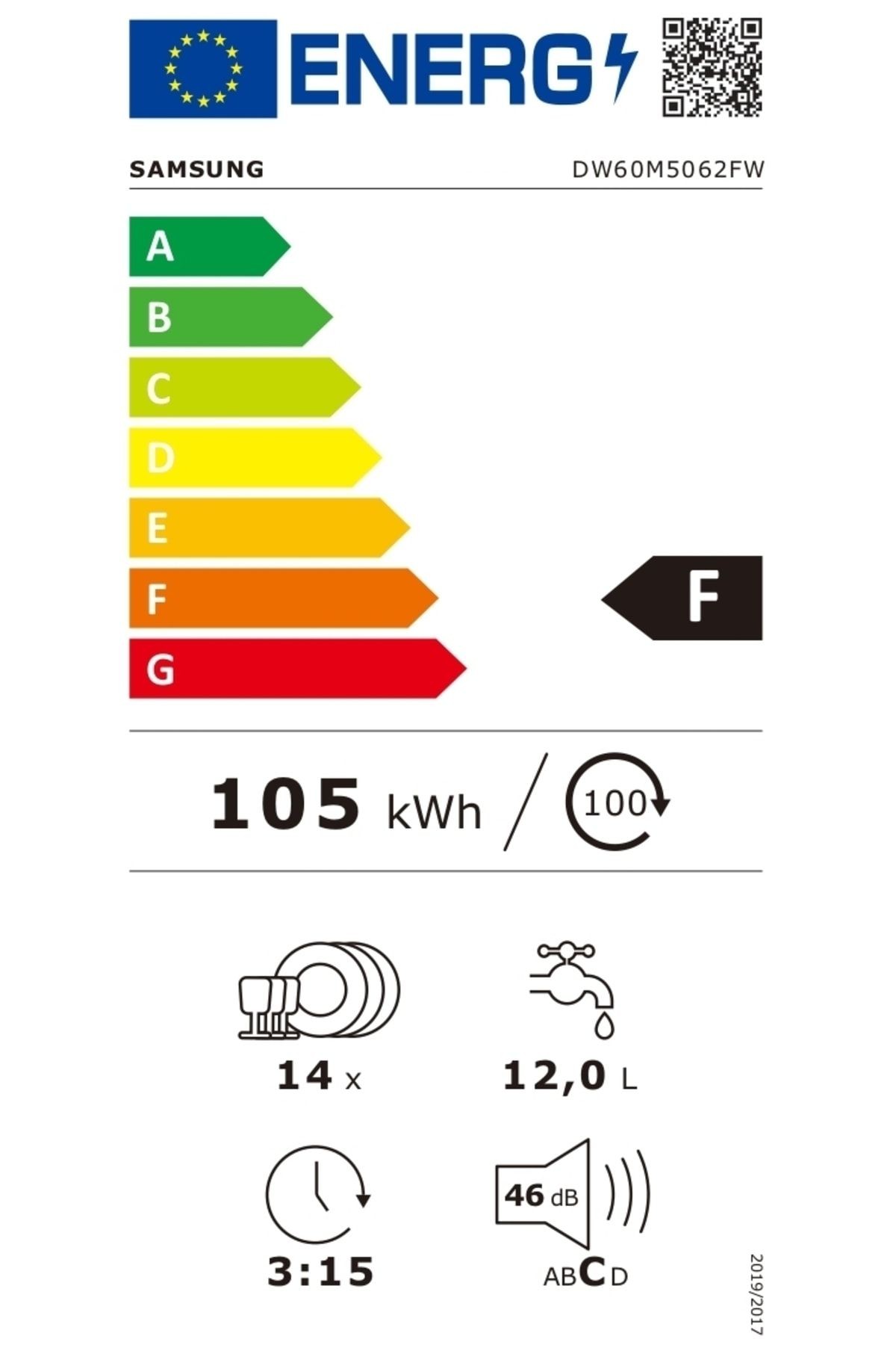 Samsung DW60M5062FW 6 Program Bulaşık Makinesi  Beyaz
