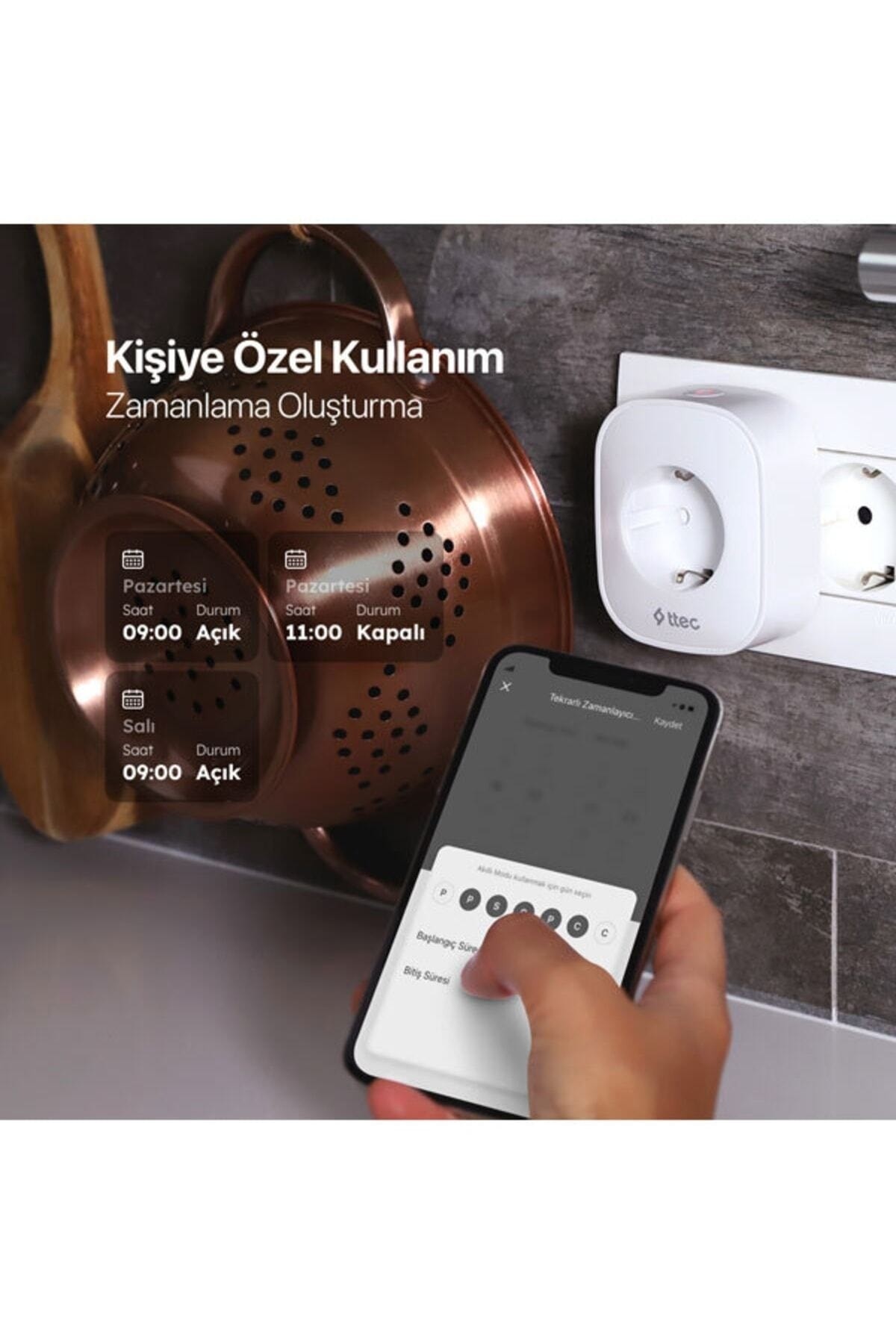 Ttec 16A Akım Korumalı Wifi Akıllı Priz