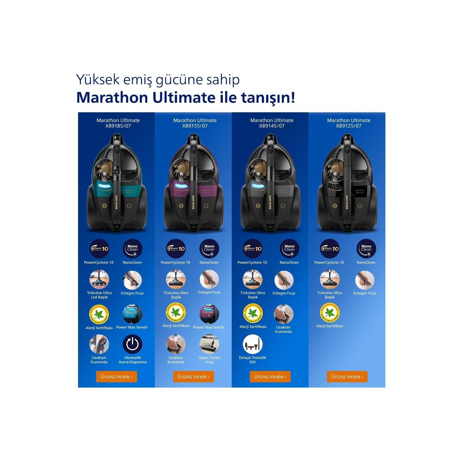 Philips XB9125/07 Toz Torbasız Elektrikli Süpürge Marathon Ultimate