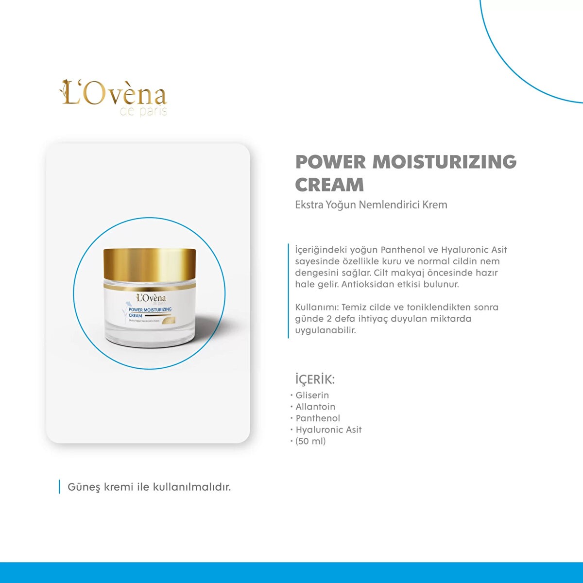 LOVENA DE PARİS - POWER MOISTURAZING CREAM 50 Ml 