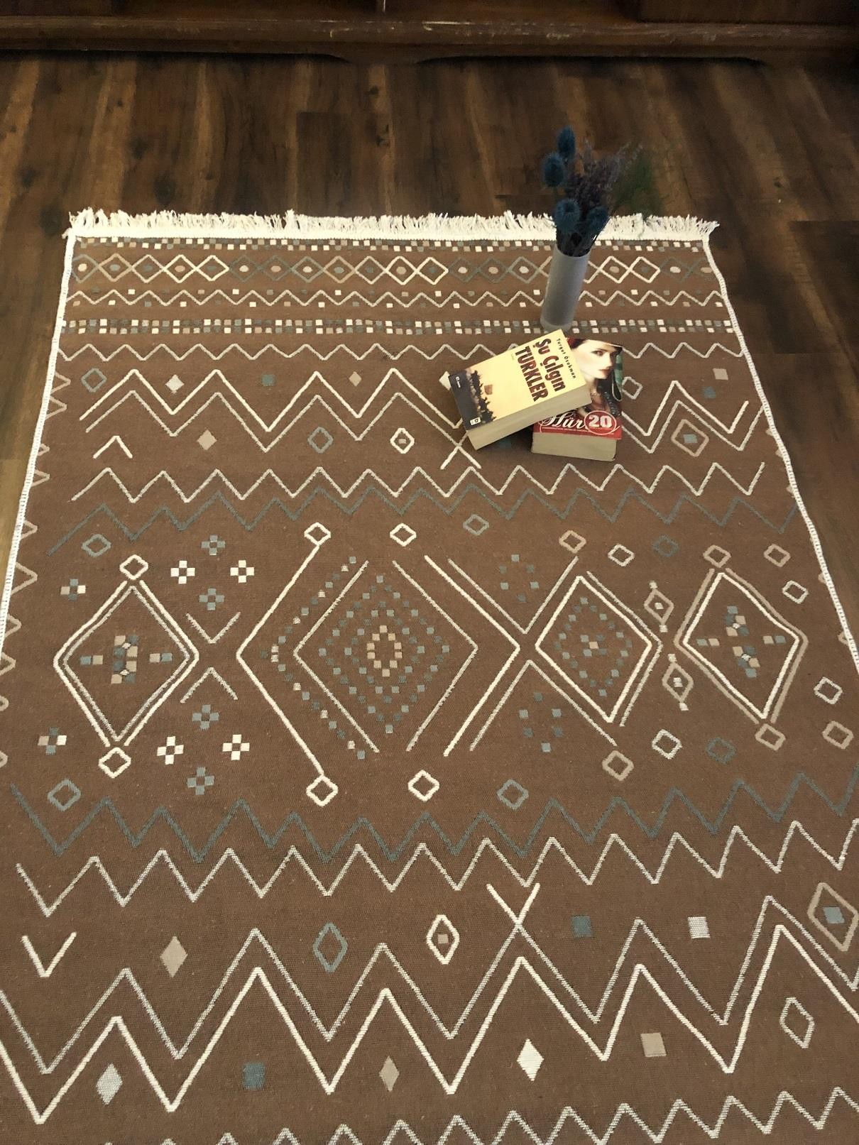 Homiano Yıkanabilir Çift Taraflı Dokuma Kilim Bahar 05 Bej 120*180