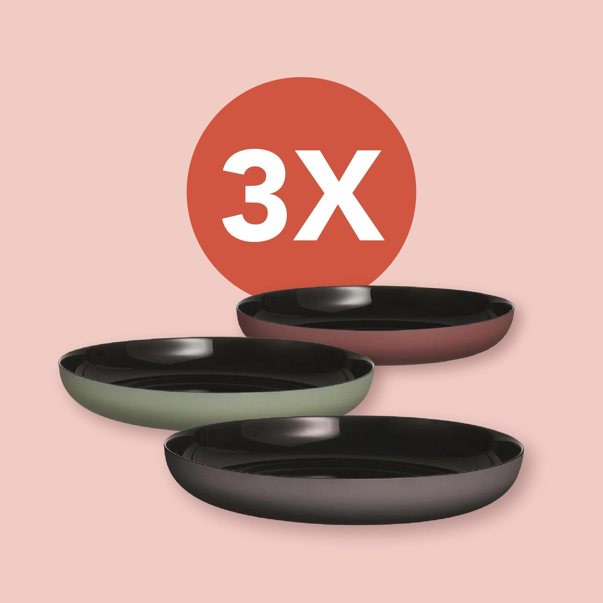 Luminarc Temperli Siyah & Toprak Servis Tabağı 25 Cm Vicky 3'lü Set