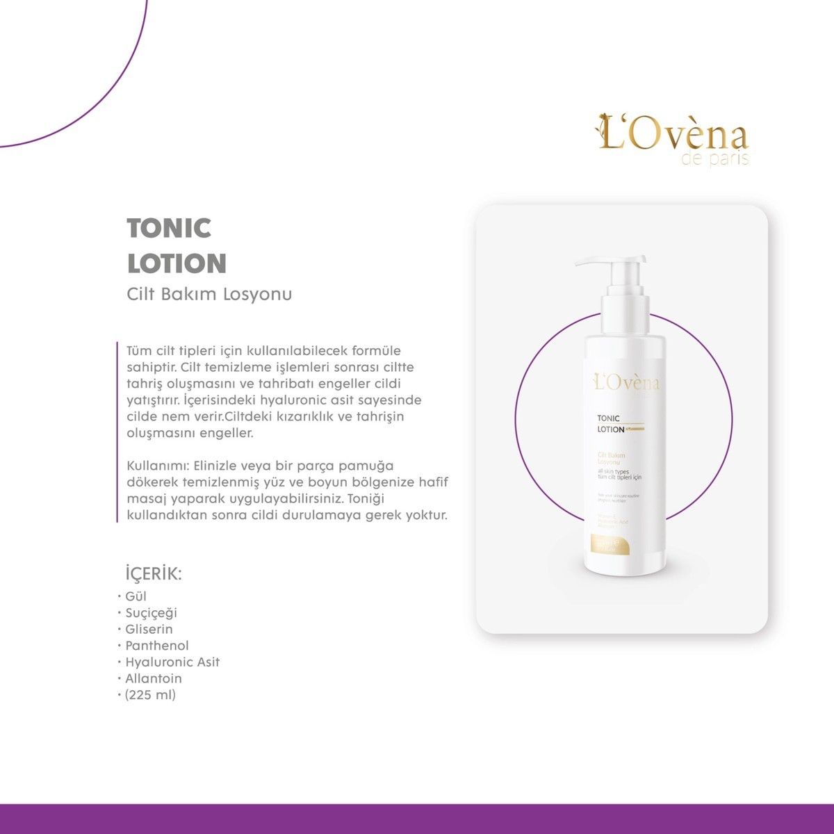 LOVENA DE PARİS - TONİC LOTION 225 Ml 