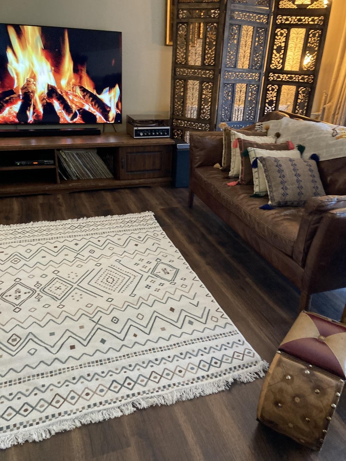 Homiano Yıkanabilir Çift Taraflı Dokuma Kilim Bahar 05 Bej 80*150