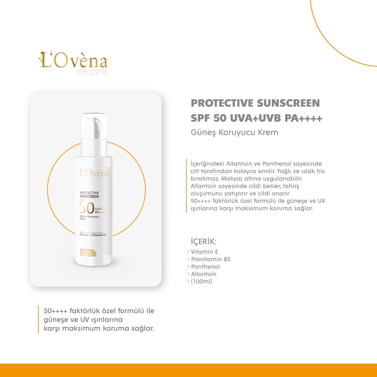 LOVENA DE PARİS - SPF 50+++ GÜNEŞ KORUYUCU 100 Ml 