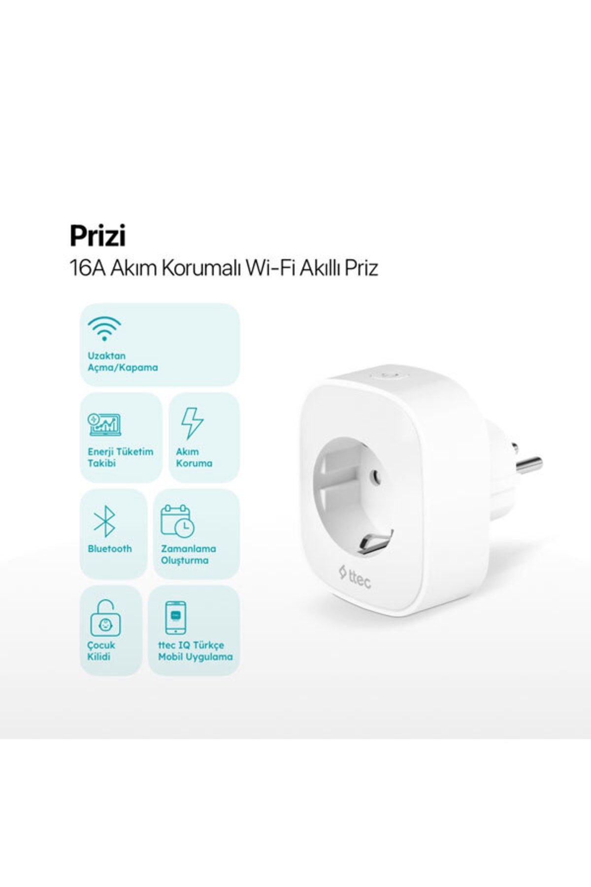 Ttec 16A Akım Korumalı Wifi Akıllı Priz