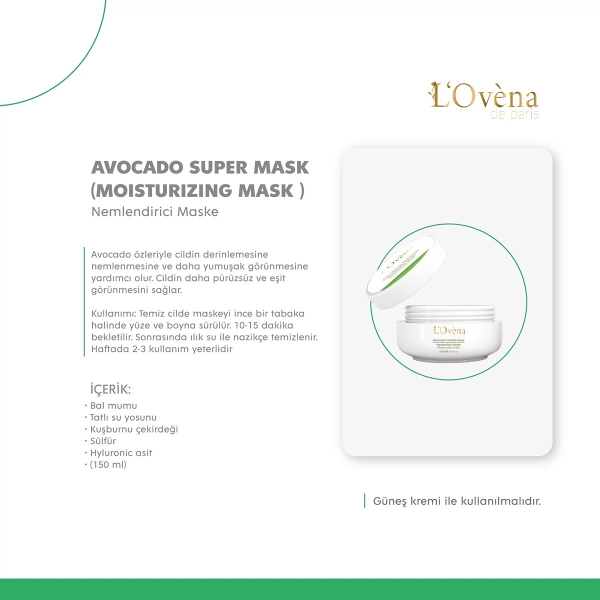LOVENA DE PARİS - AVACADO SUPER MASK 150 Ml 