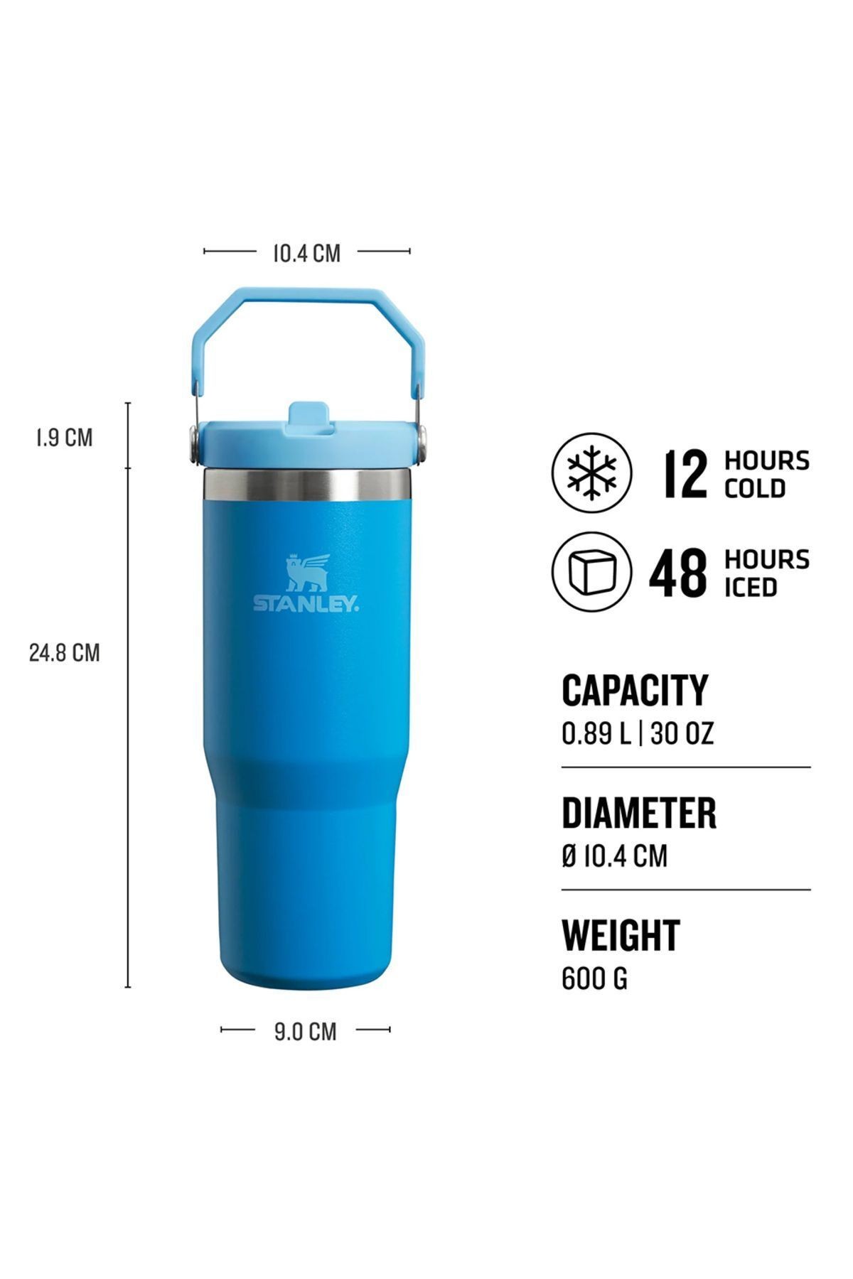 Stanley The Iceflow Flip Straw Tumbler Pipetli  Termos Azure 30 OZ - 0.88L