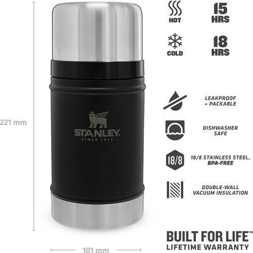 Stanley Klasik Vakumlu Çelik Yemek Termosu 0.70 Lt Siyah