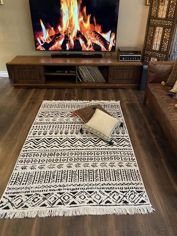 Homiano Yıkanabilir Çift Taraflı Dokuma Kilim Bahar 03 Siyah 80*300