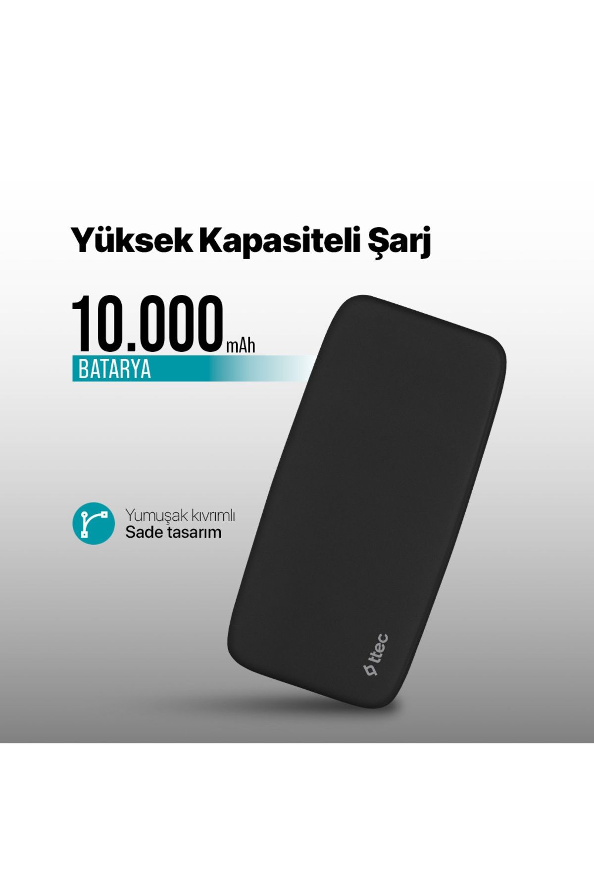 TTEC ChargeUp 10.000mAh 15W Taşınabilir Şarj Cihaz Taşınabilir Şarj Cihazı/ Powerbank Siyah