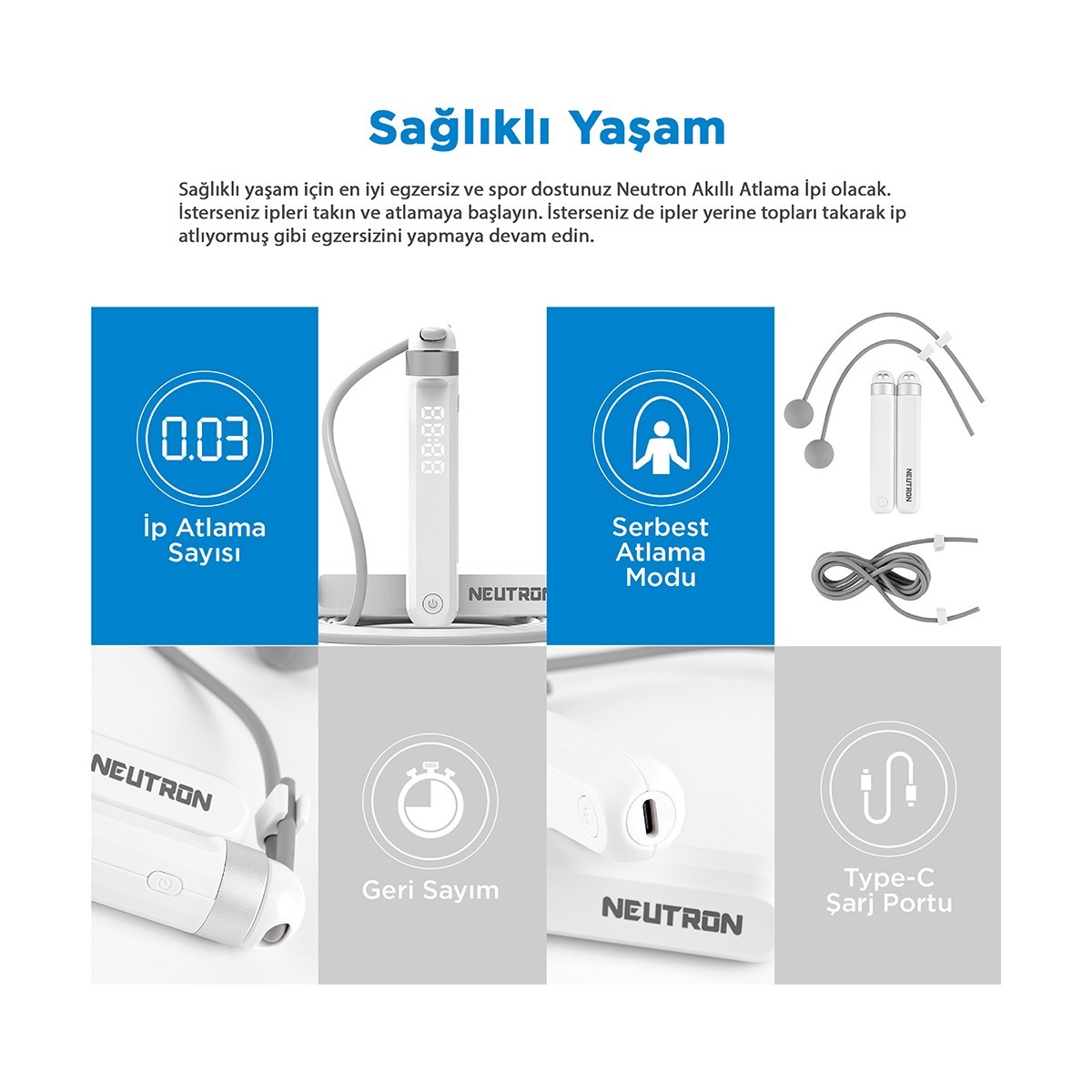 Neutron Bluetoothlu Akıllı Atlama İpi NTL-0008