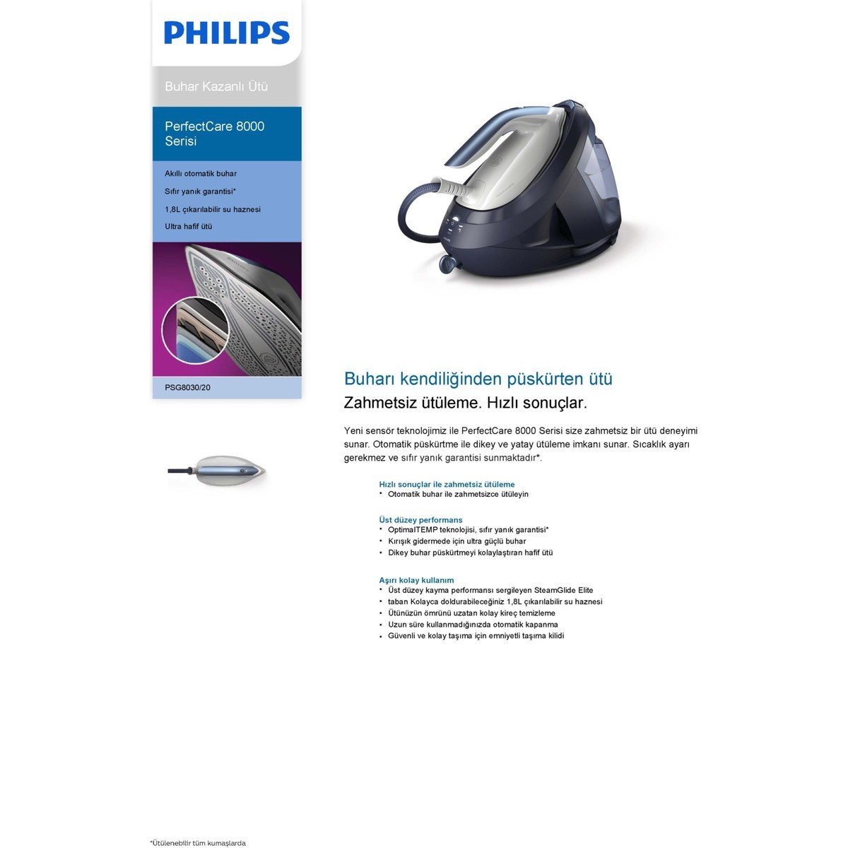 Philips PSG8030/20 2700 W Buharlı Ütü