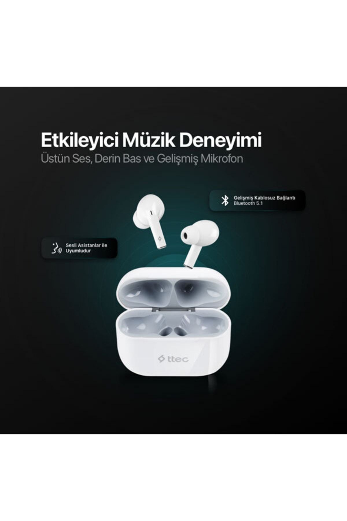 Ttec Airbeat Plus True Bluetooth Kulaklık Beyaz 