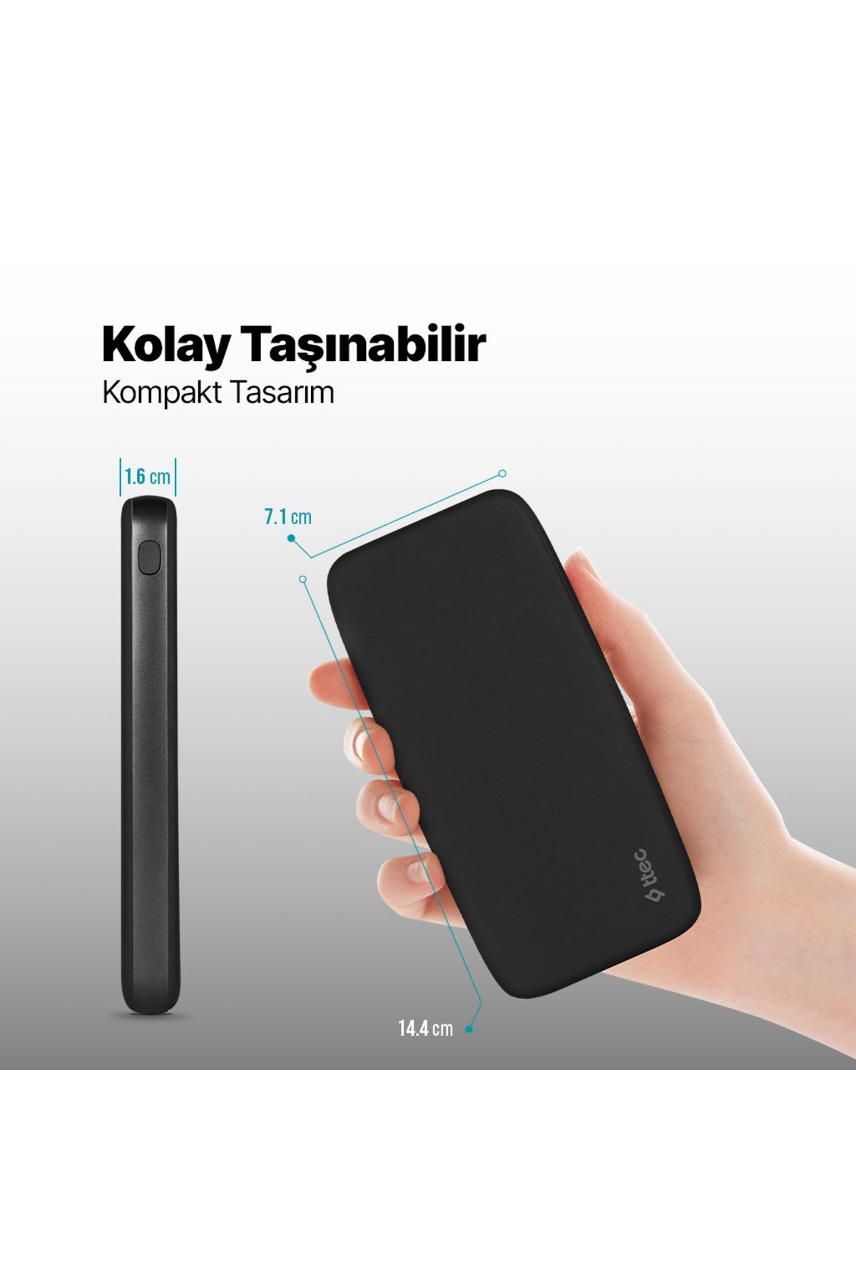 TTEC ChargeUp 10.000mAh 15W Taşınabilir Şarj Cihaz Taşınabilir Şarj Cihazı/ Powerbank Siyah