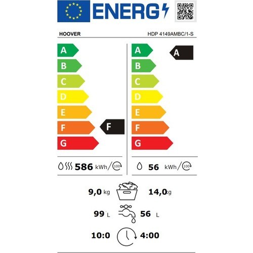 HOOVER HDP 4149AMBC/1-S A Enerji Sınıfı 14 kg Yıkama 9 kg Kurutma 1400 Devir Wi-Fi + Bluetooth Kurutmalı Çamaşır Makinesi