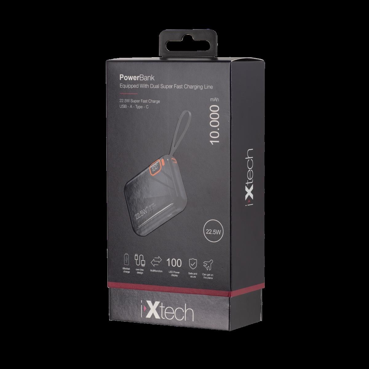 İxtech 10.000 mAh Powerbank 22.5W Siyah IX-PB024