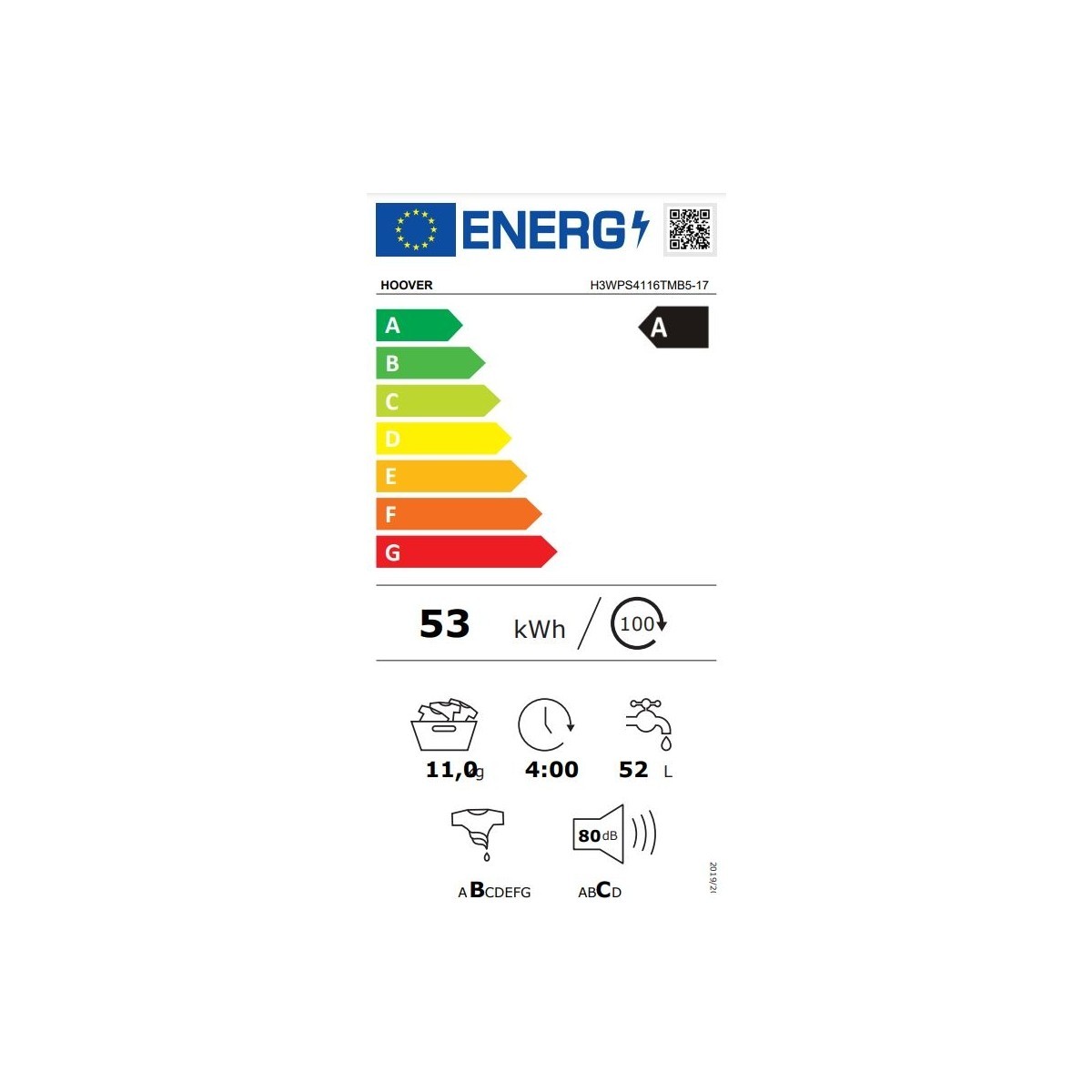 Hoover H3WPS4116TMB5-17 11 Kg 1400 Devir Wi-Fi +  Bluetooth Bağlantılı Çamaşır Makinesi