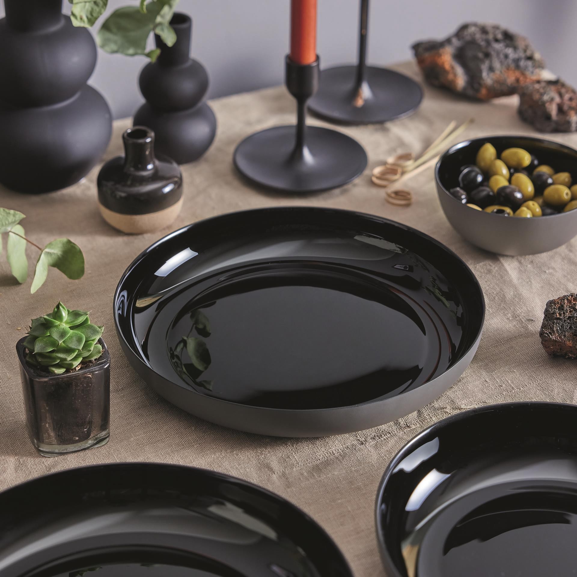 Luminarc Temperli Siyah & Gri Servis Tabağı 25 CM Vicky 6'lı Set