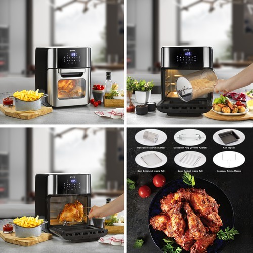 Onvo OVFRY09 Oven Airfryer 12 Litre Multi Sıcak Hava Fritözü & Fırın