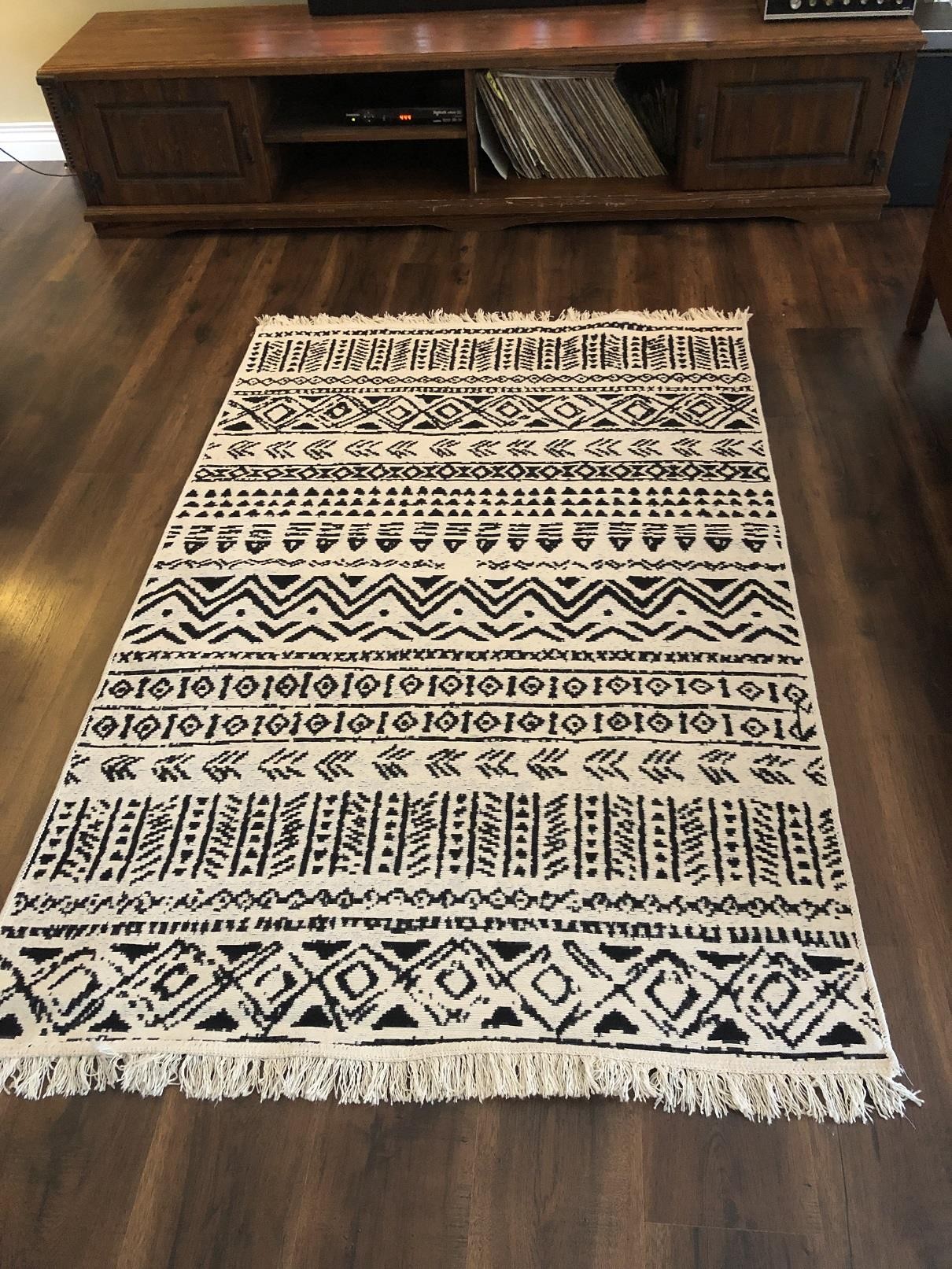 Homiano Yıkanabilir Çift Taraflı Dokuma Kilim Bahar 03 Siyah 80*300