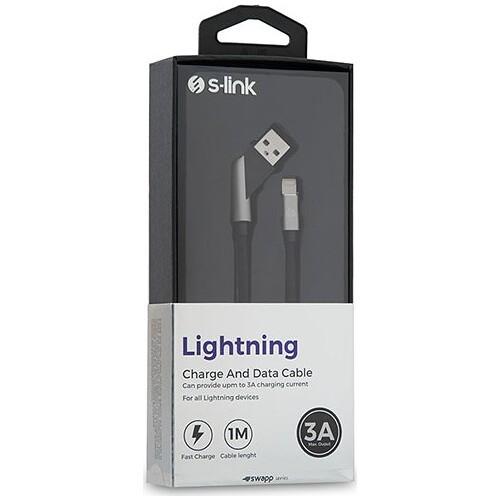 S-Link Swapp Sw-C670 1M 3A İphone Lightning Çapra z Uçlu Şarj Kablosu - Kırmızı/Gri