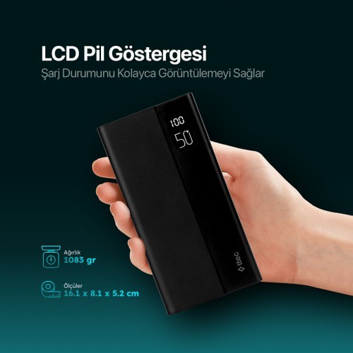 Ttec ReCharger Mega LCD 50.000mAh Powerbank Siyah 