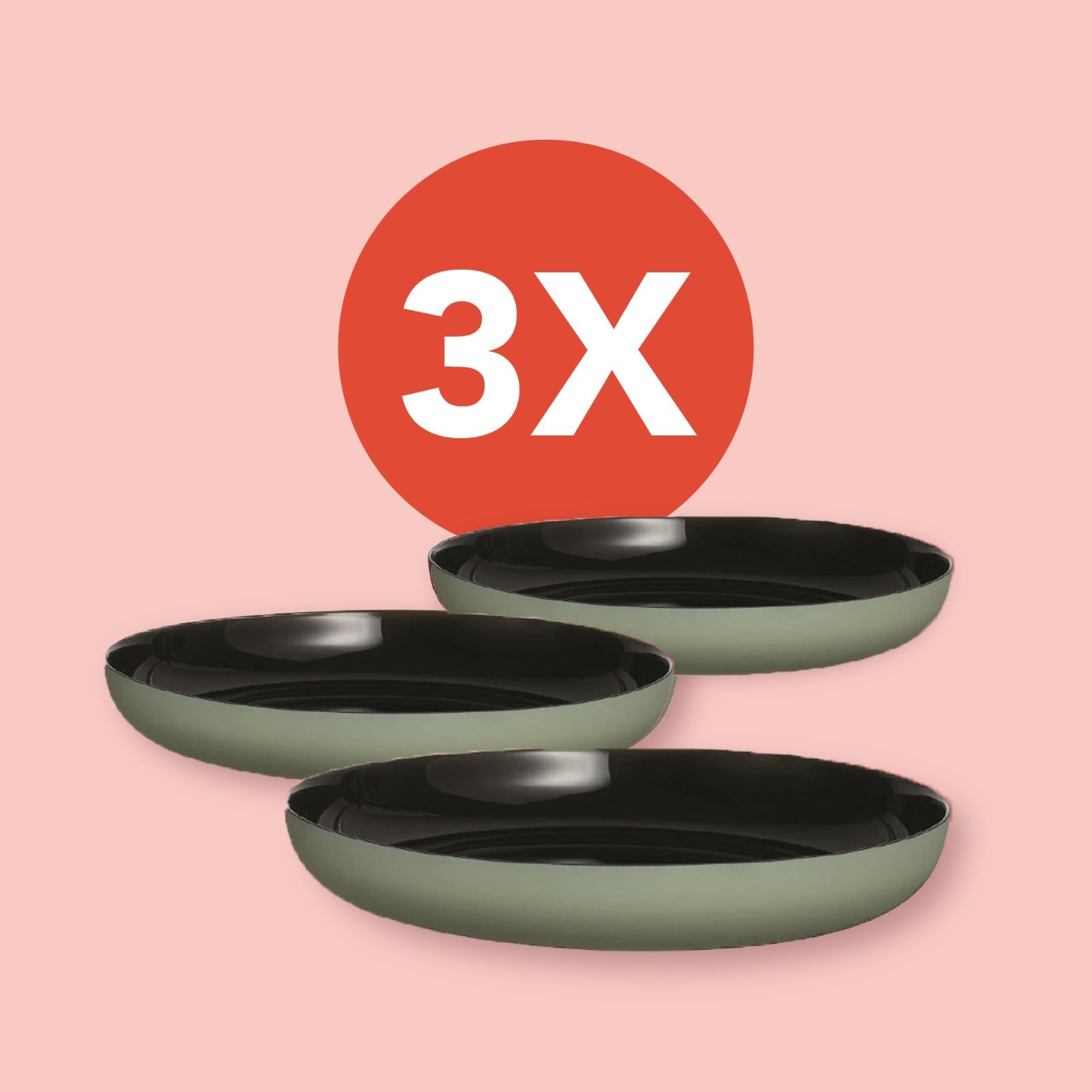 Luminarc Temperli Yeşil & Siyah Servis Tabağı 25 Cm Vicky 3'lü Set