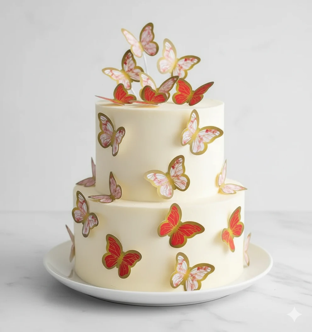 126'lı Dekor Kelebek - Kırmızı