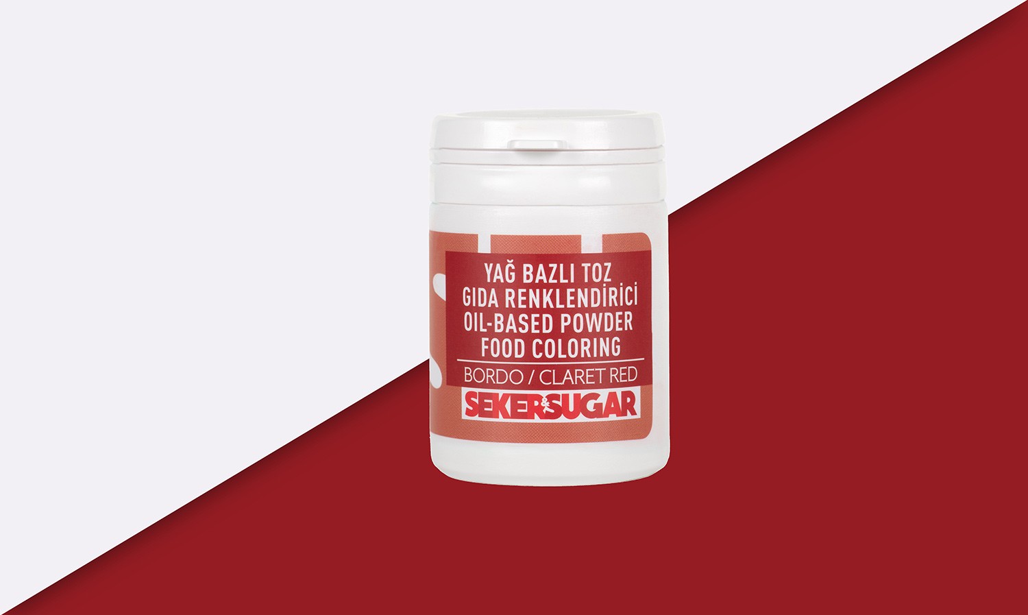 Seker & Sugar Yenilebilir Yağ Bazlı Toz Boyalar 15 Gr - Bordo