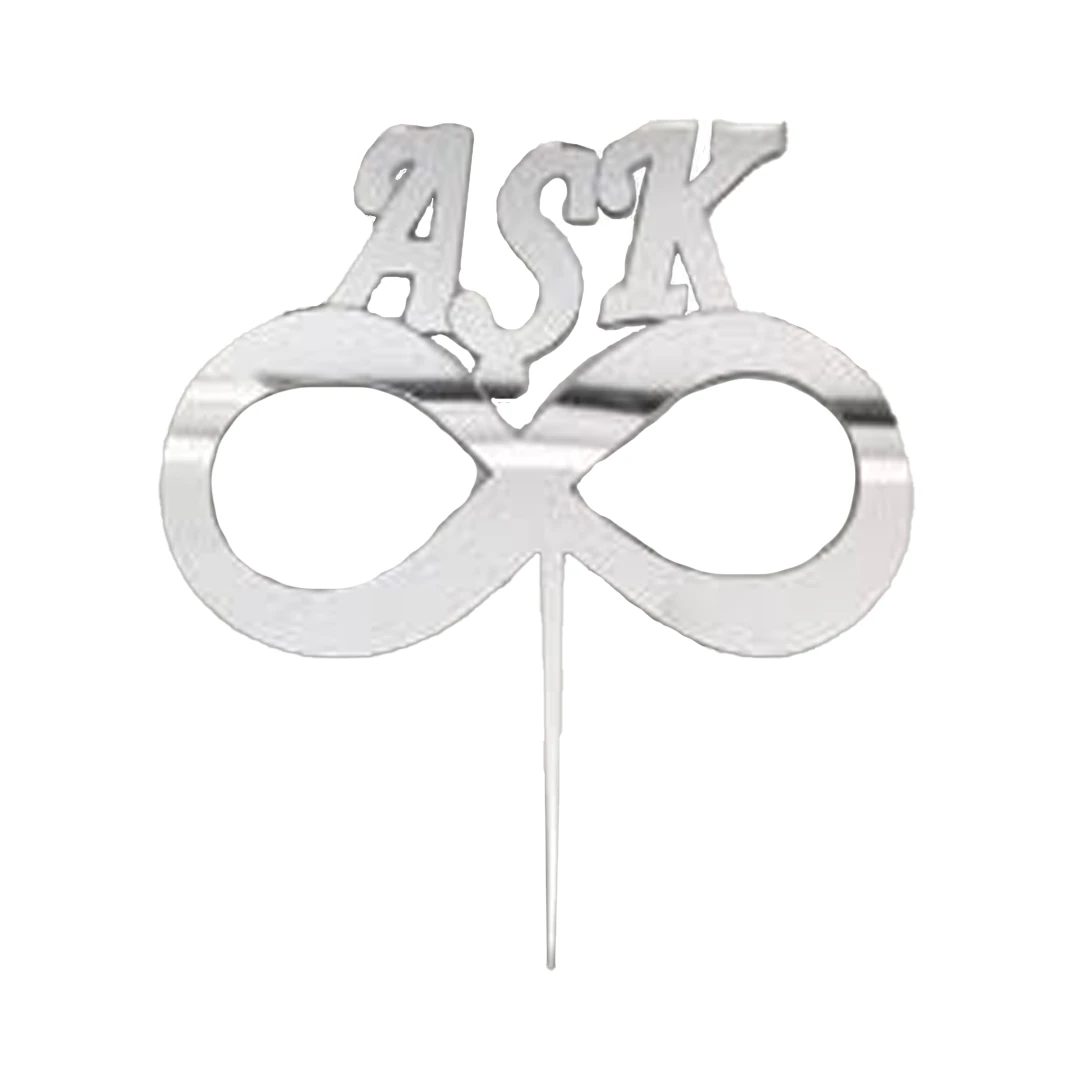 Aşk Pleksi Pasta Üzeri Yazı - Gümüş