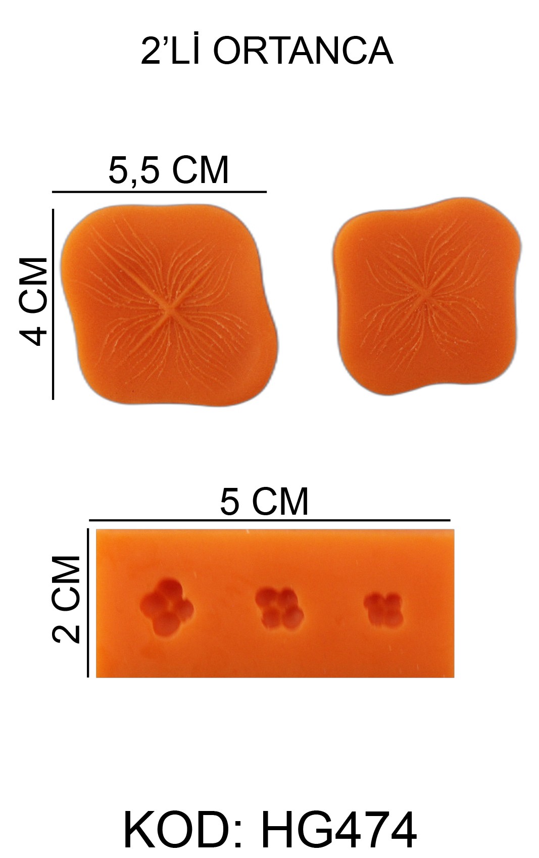 2'Li Ortanca Figürlü Gıda Silikon Kalıbı
