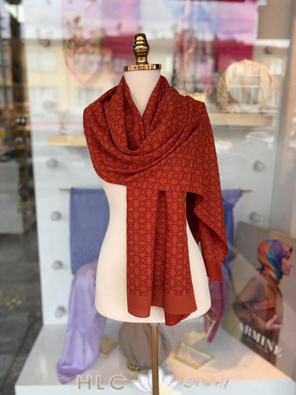 Valery Pamuk Polyester Şal - KİREMİT