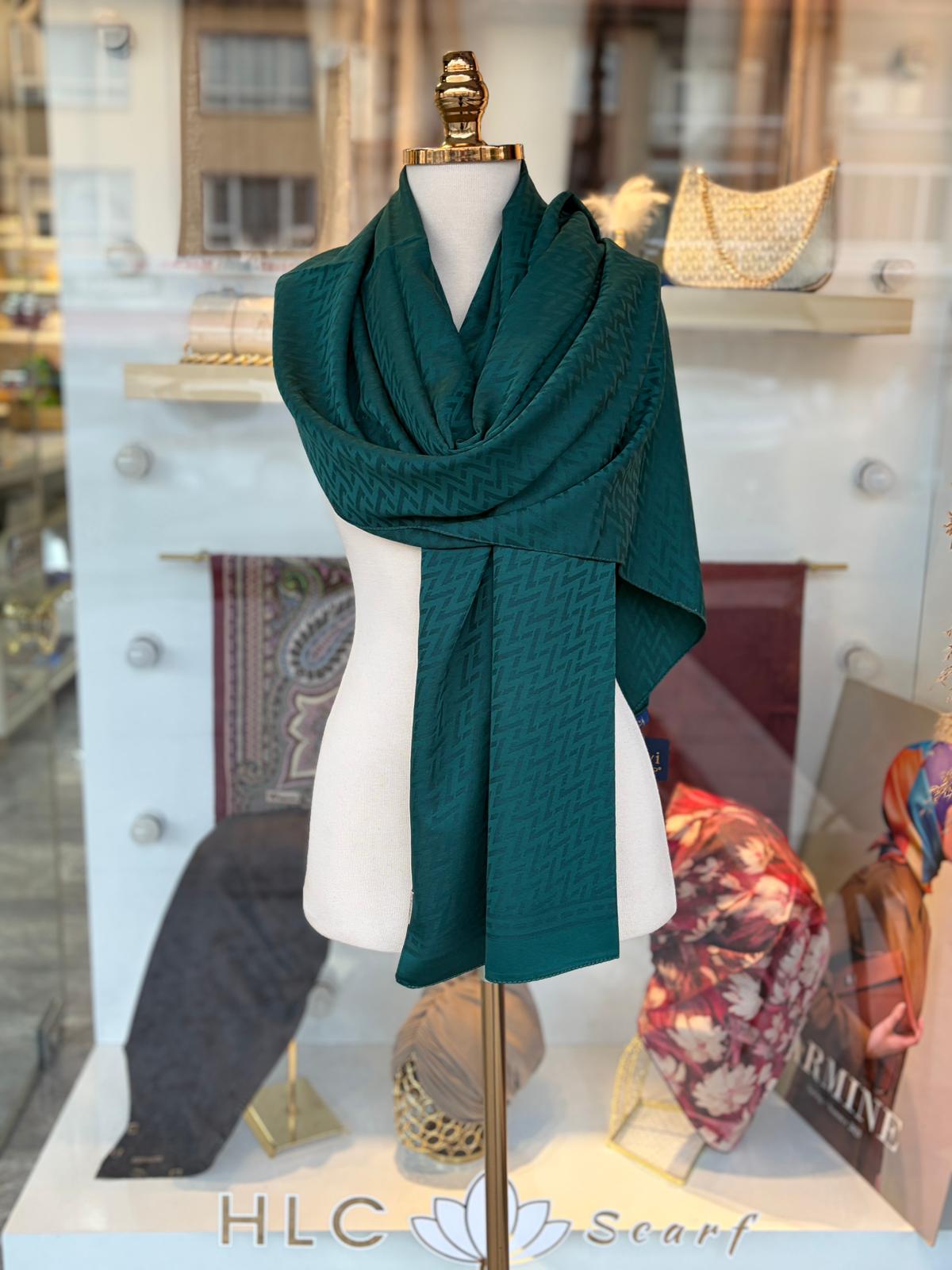 Desenli Pamuk Jakar Şal - ZÜMRÜT YEŞİLİ