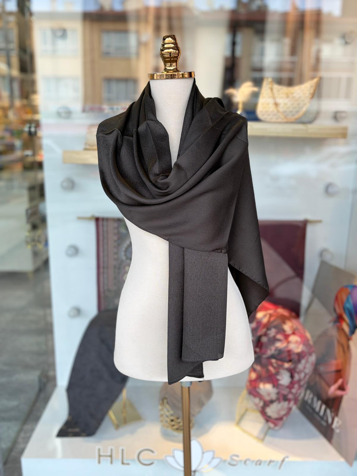 Düz Premium Abiye Şal  - ANTRASİT