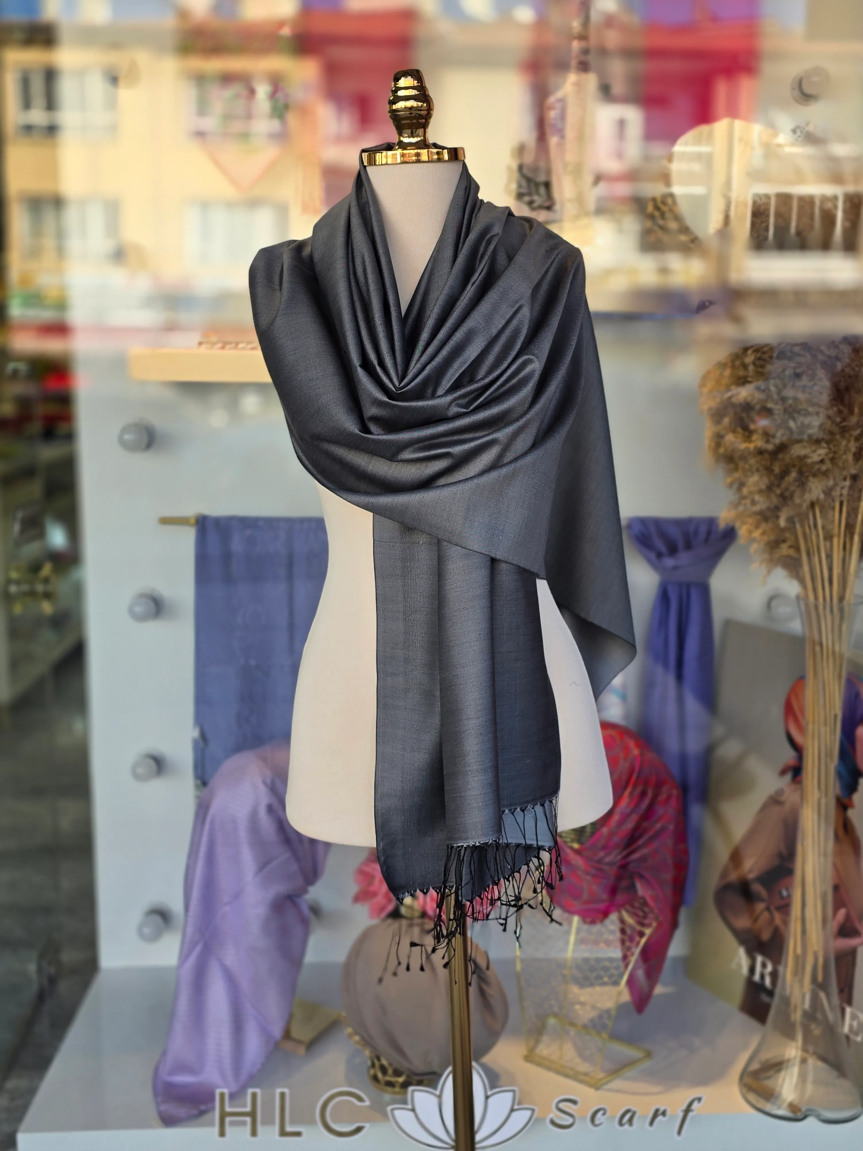 %100 İPEK ŞAL - FÜME