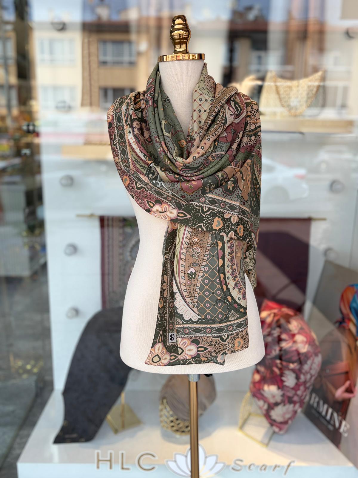 FREYA %50 İPEK %50 PAMUK ŞAL - GREEN