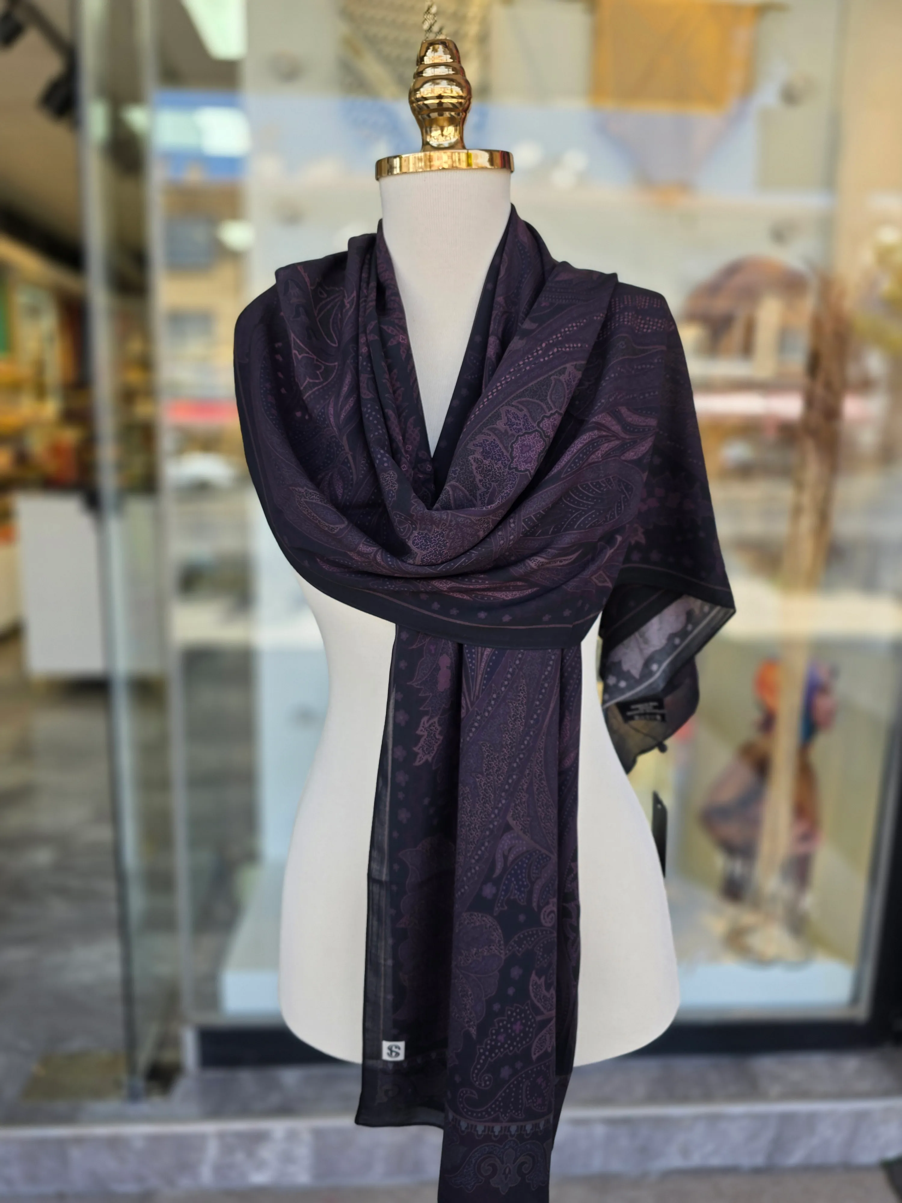 LORİEN PAMUK VİSKON ŞAL - PLUM