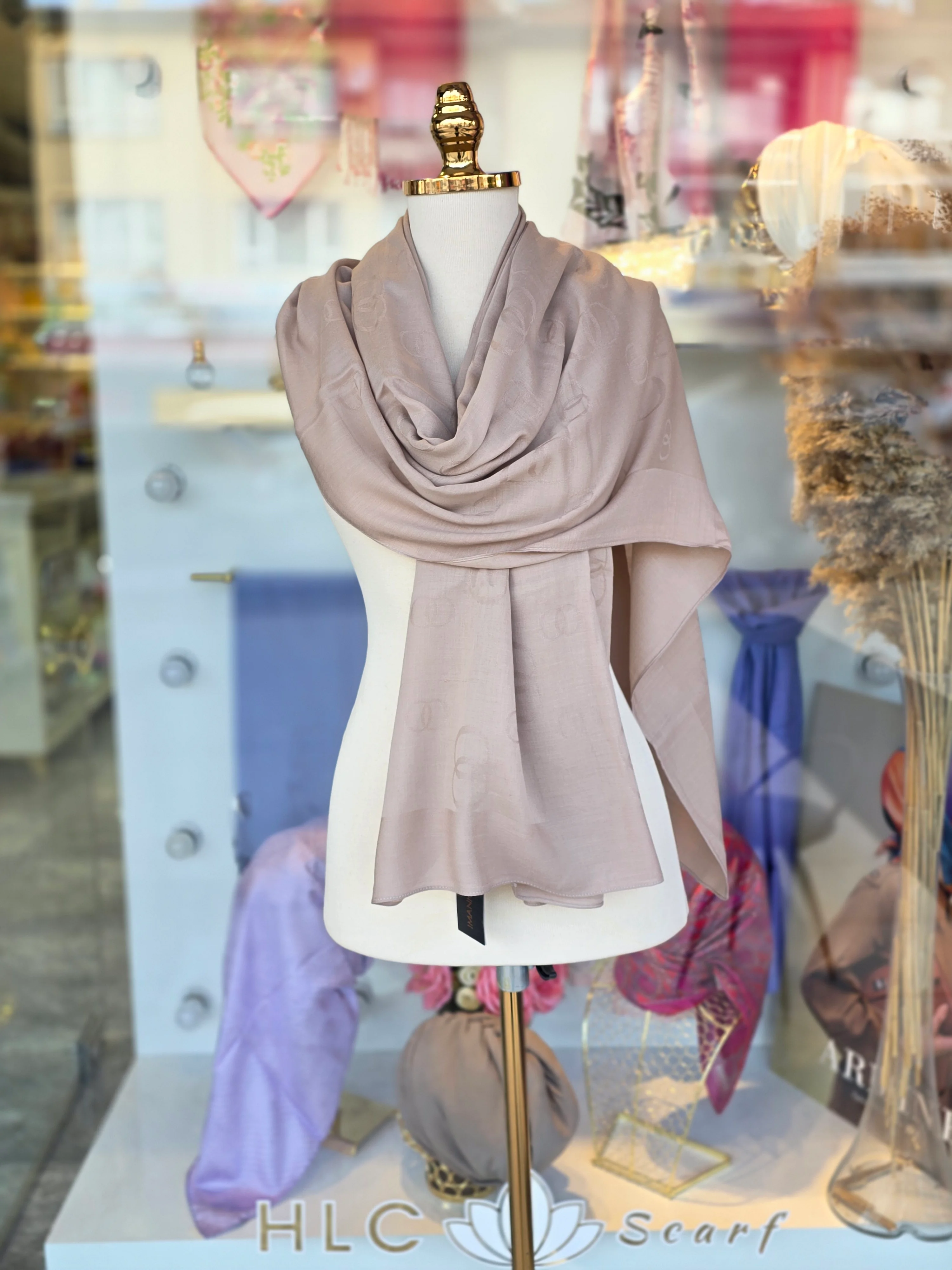 ZİNCİR KARE PAMUK İPEK ŞAL - BEJ