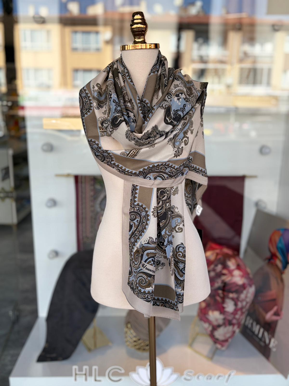 Velvent Blend Pamuk İpek Şal - HAKİ