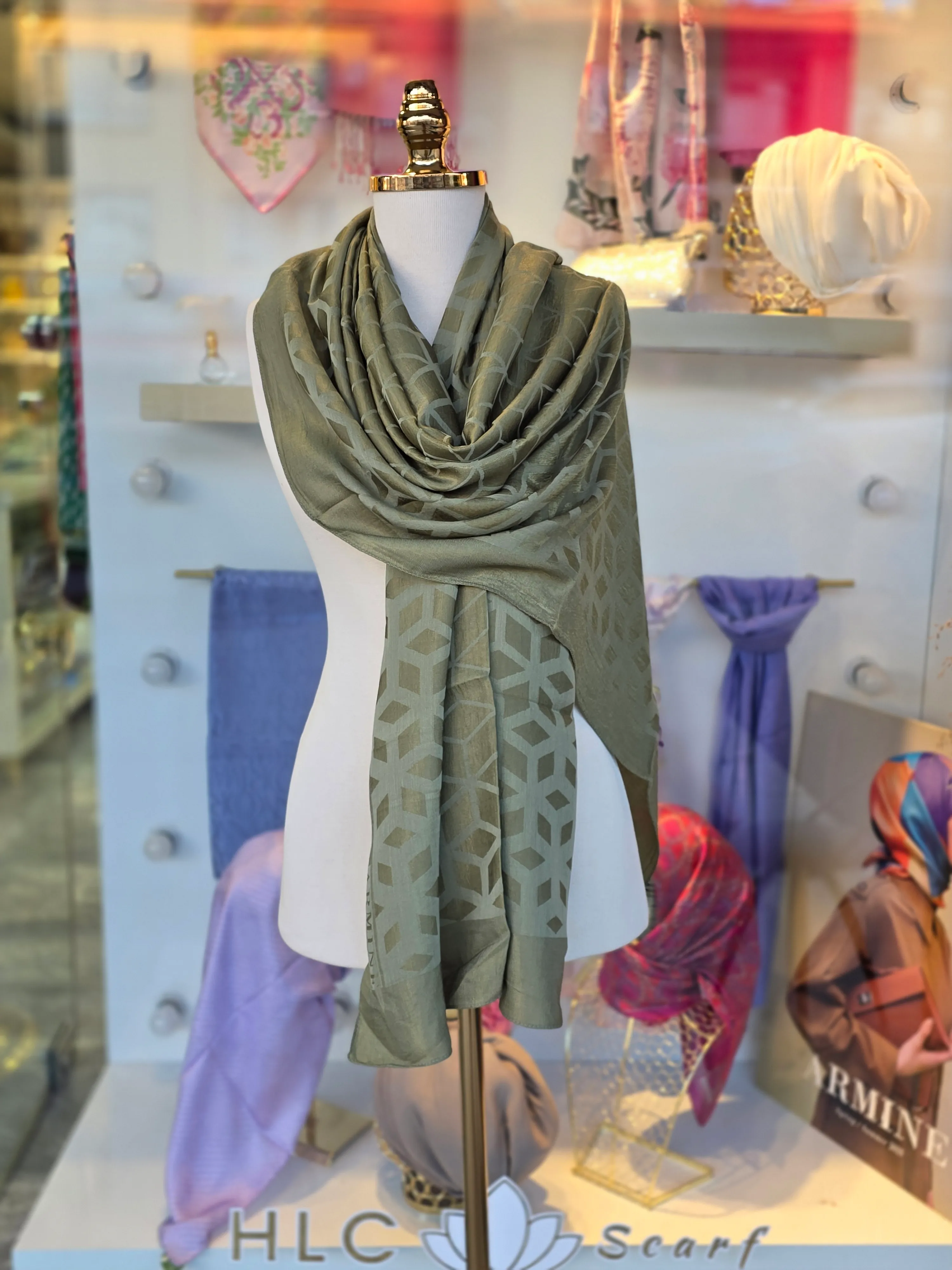 LYOCELL NAİA PETEK DESEN ŞAL - HAKİ