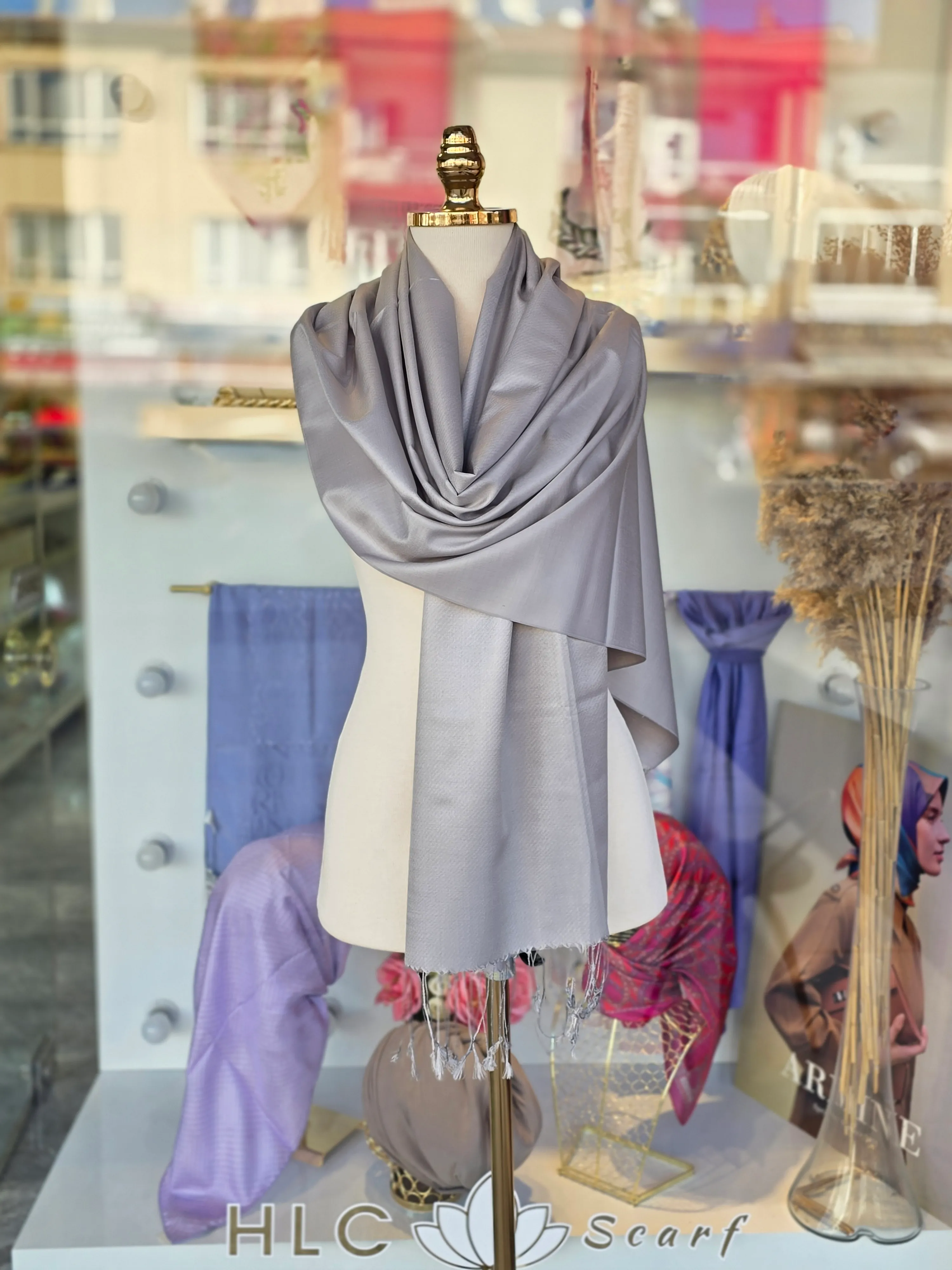 %100 İPEK ŞAL - GRİ