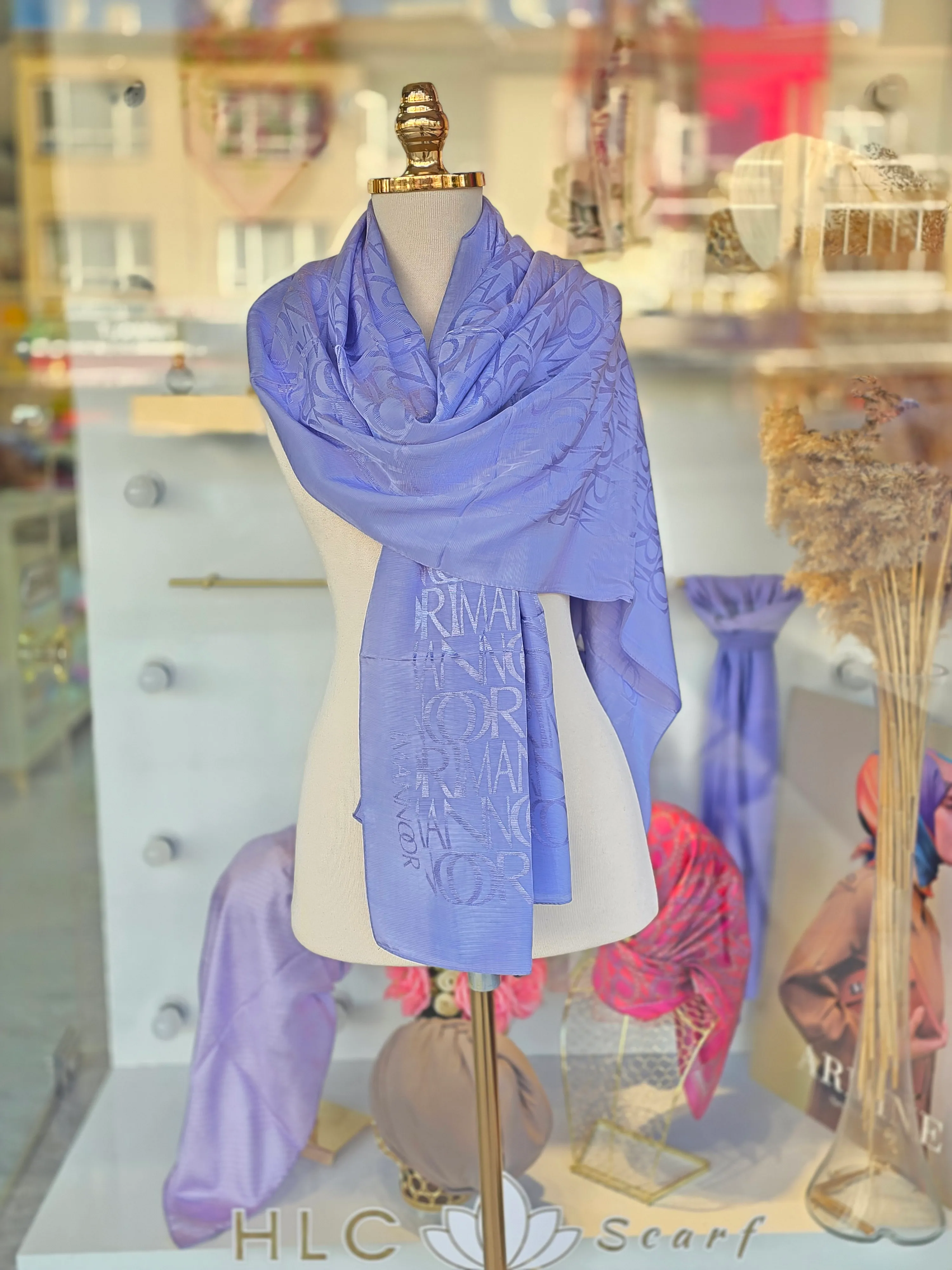 MONOGRAM SHİNY JAKAR ŞAL - LAVANTA