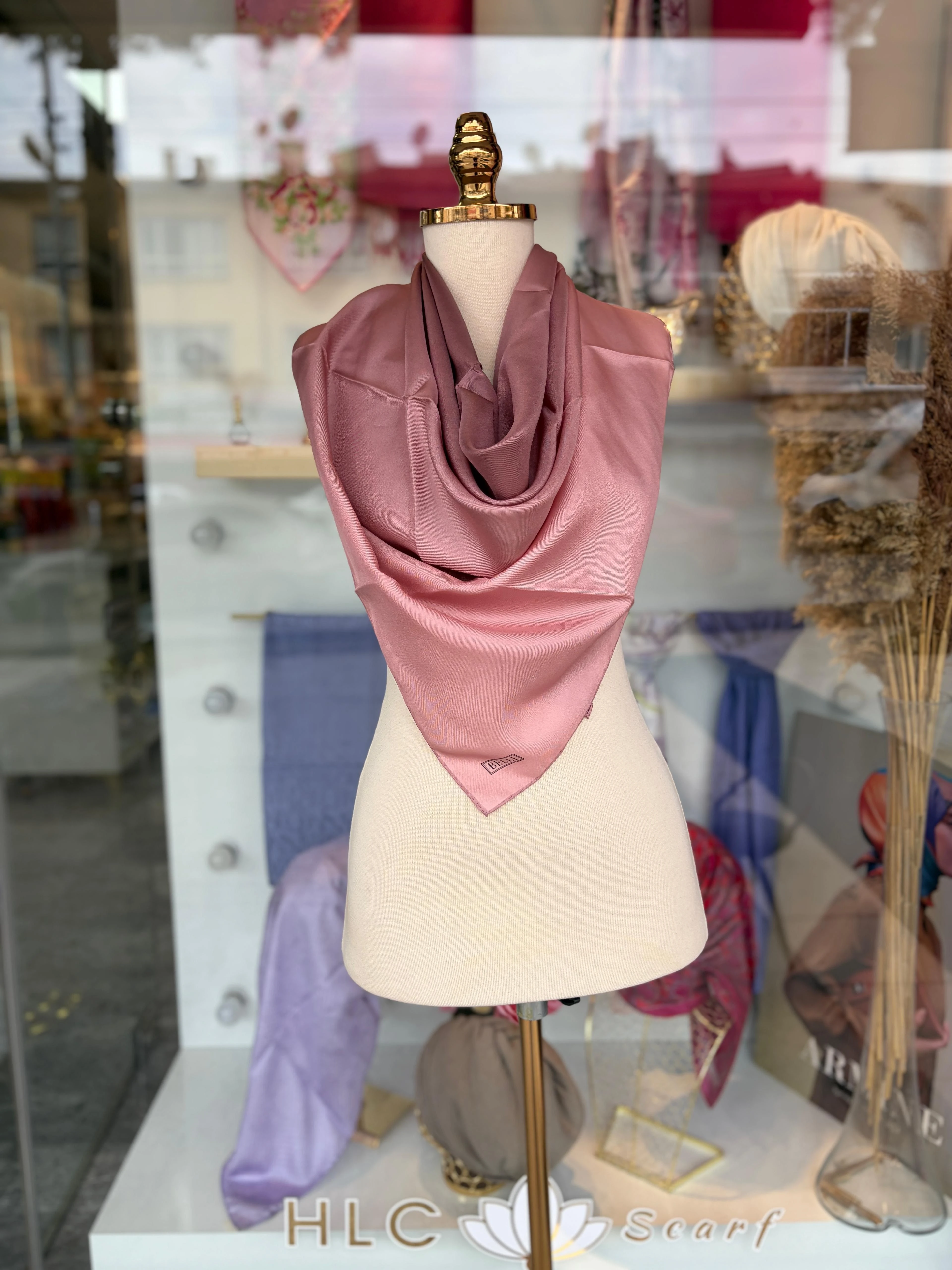 Degrade Desen %100 Twill İpek Eşarp - PUDRA